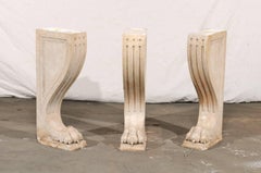 Set of Three Continental Neoclassical Style Carved Marble Lions Legs