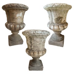 Antique Set of 3 Stone Jardinieres, 19th Century