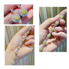 Set of 3 - 2 Yellow Diamond Bracelets and 1 Earring