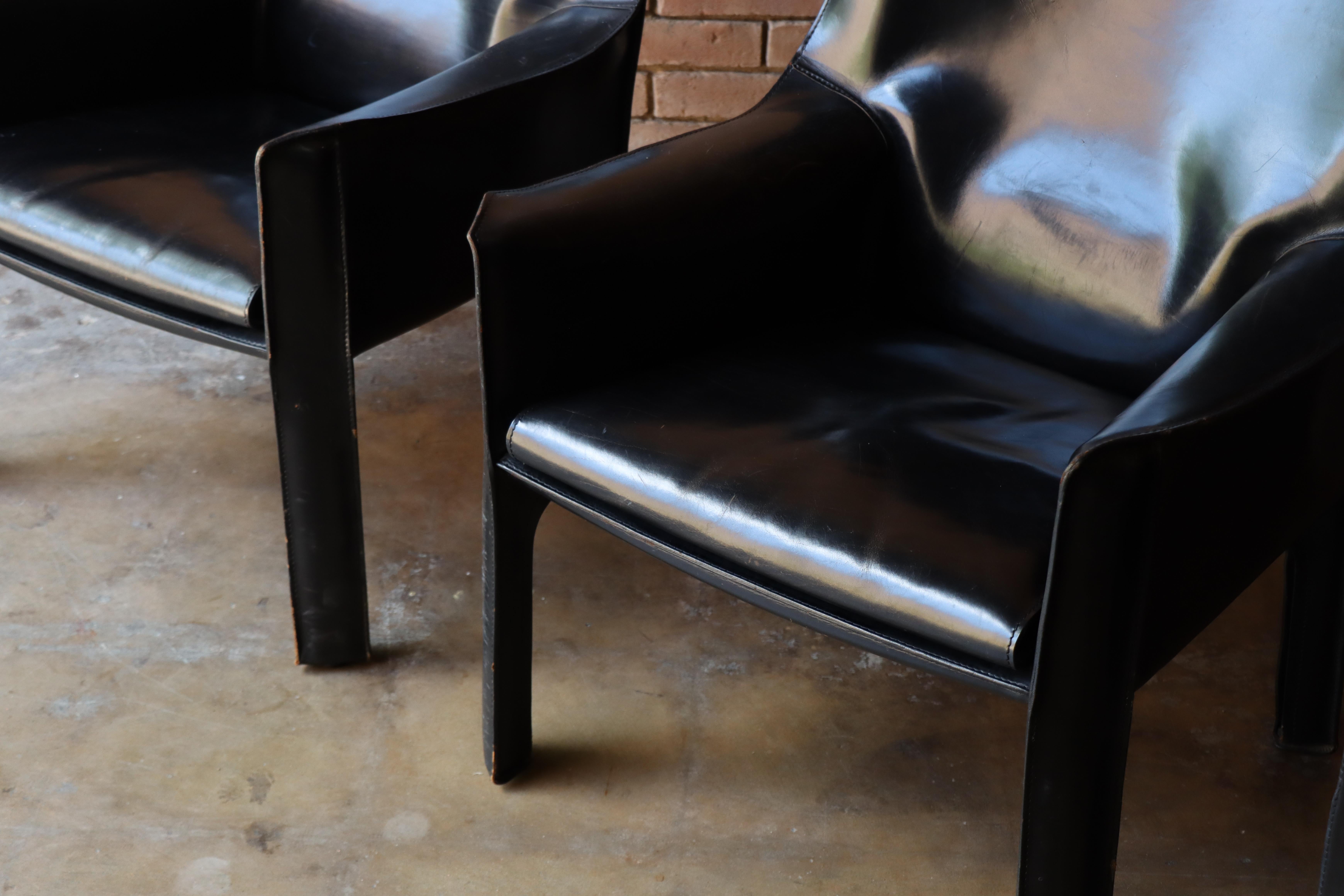 Set of 3 ‘414 Cab Lounge’ Chairs Designed by Mario Bellini for Cassina, c. 1970s For Sale 4