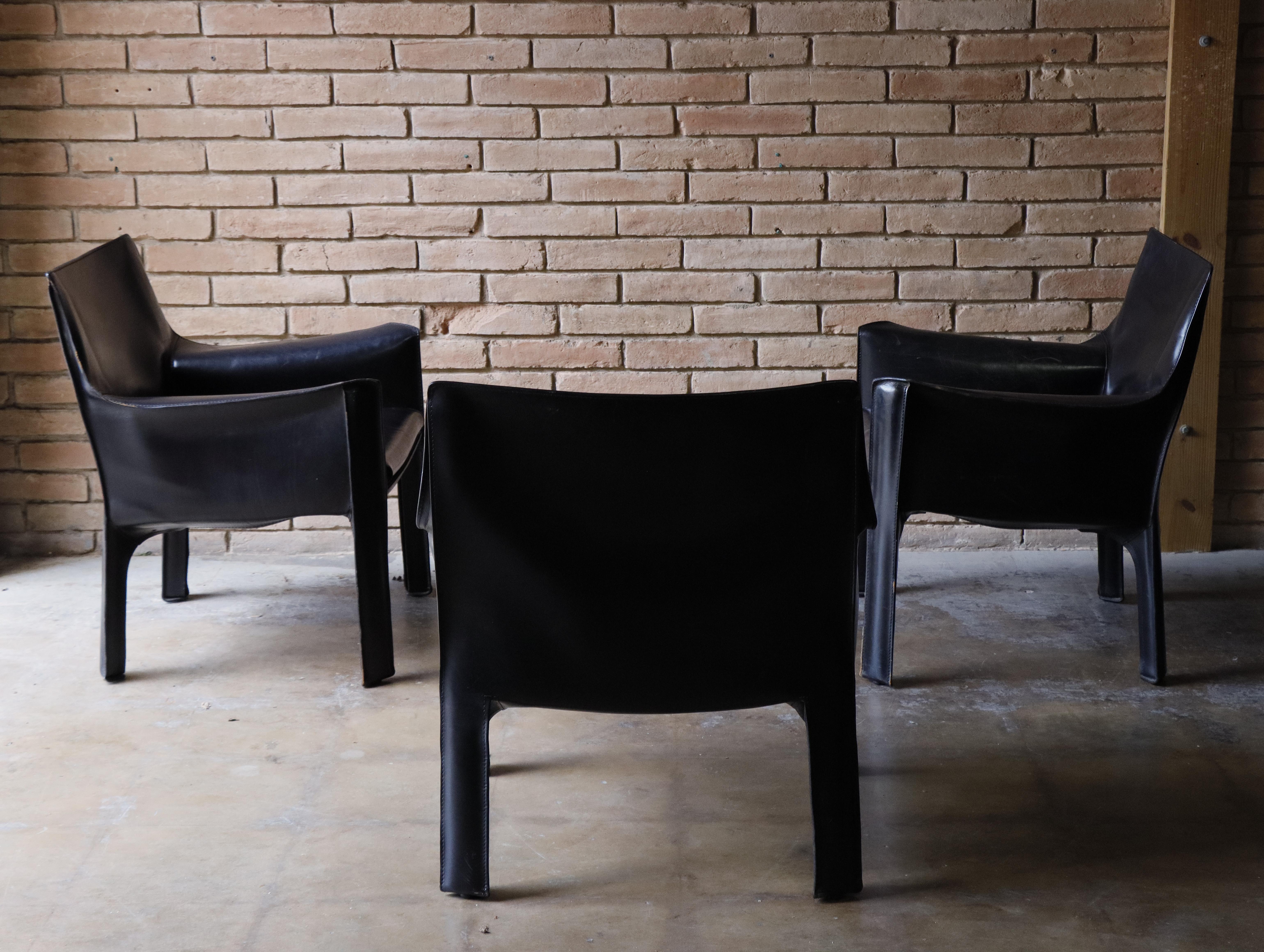 Set of 3 ‘414 Cab Lounge’ Chairs Designed by Mario Bellini for Cassina, c. 1970s For Sale 6