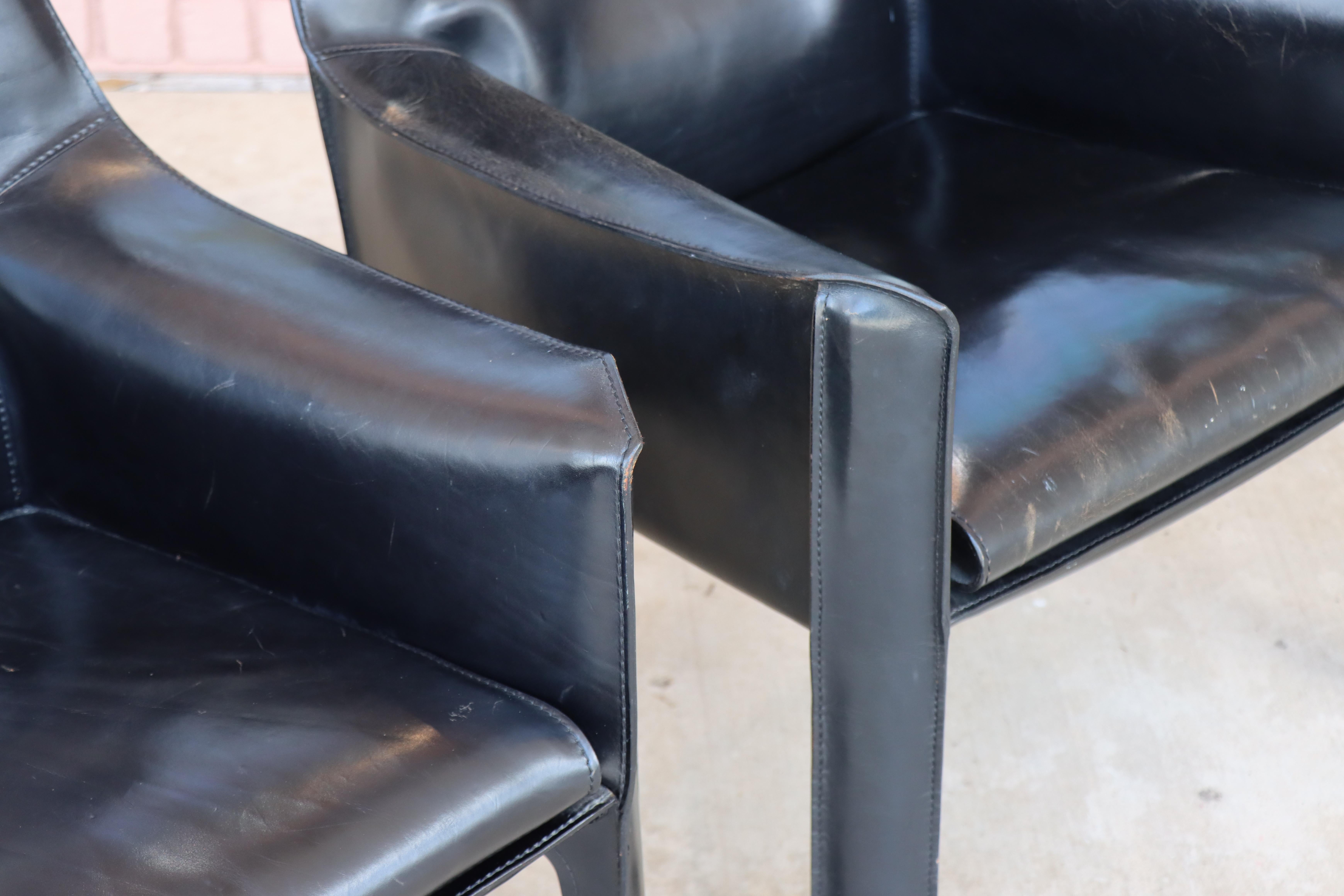 Set of 3 ‘414 Cab Lounge’ Chairs Designed by Mario Bellini for Cassina, c. 1970s For Sale 8