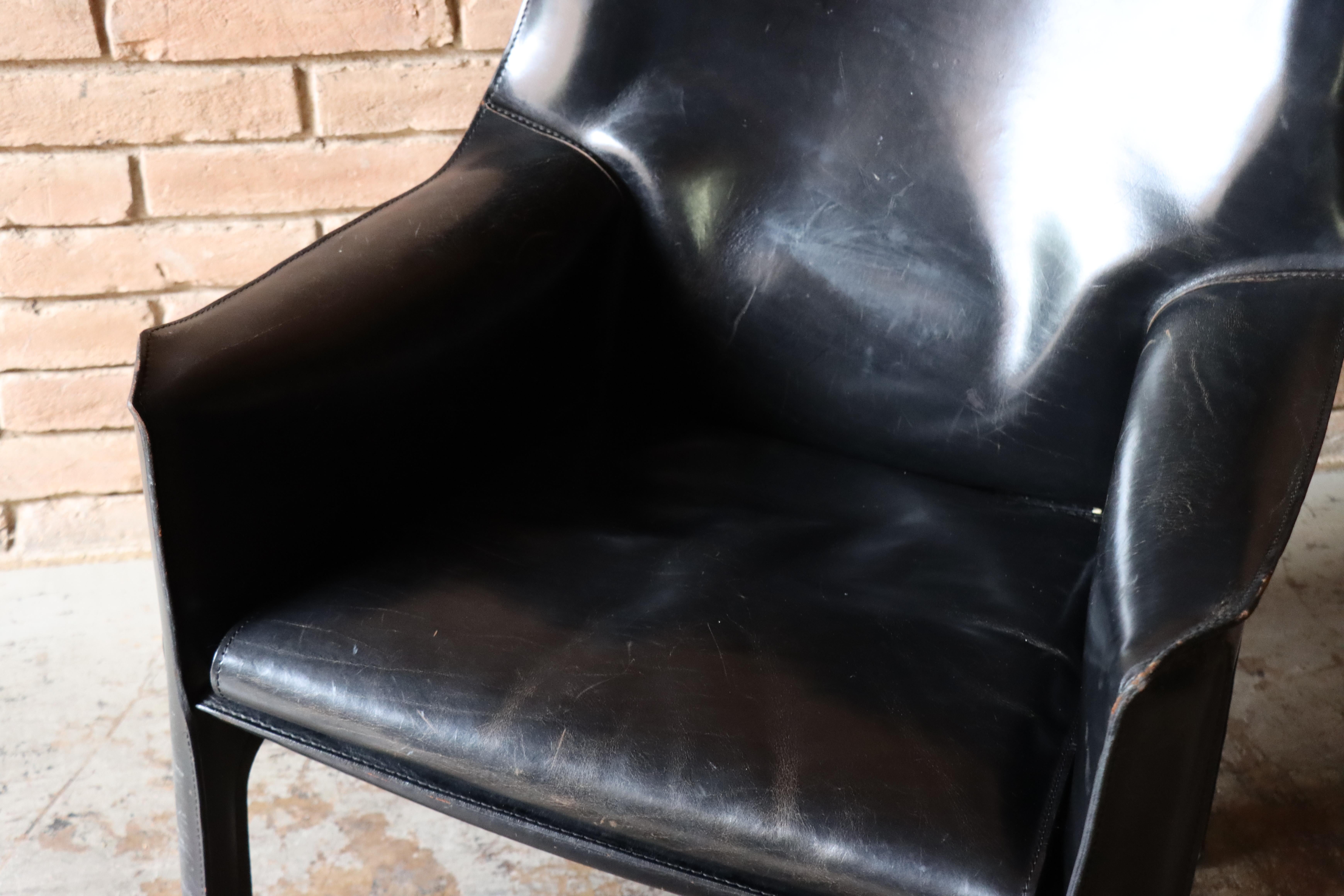 Late 20th Century Set of 3 ‘414 Cab Lounge’ Chairs Designed by Mario Bellini for Cassina, c. 1970s For Sale