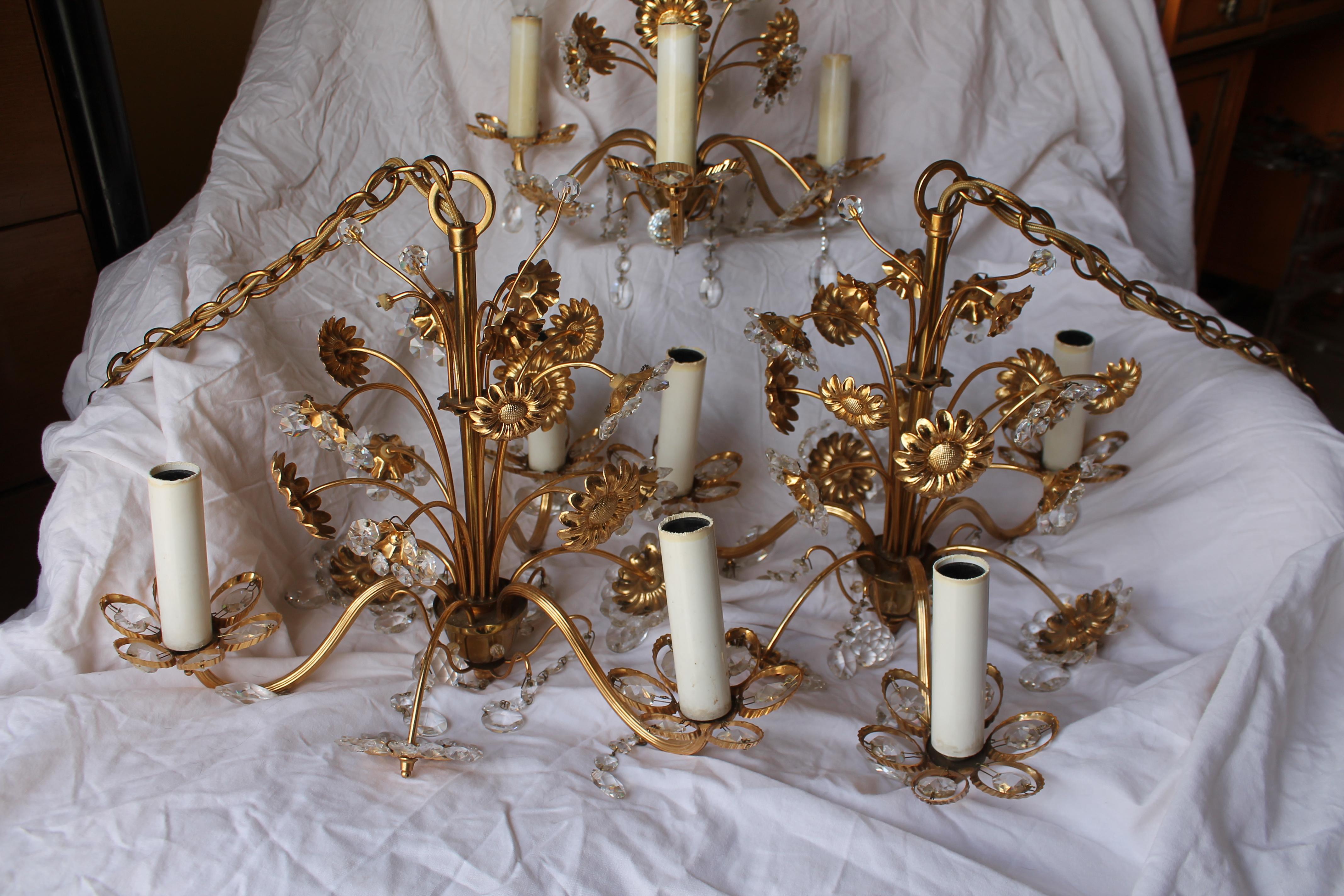 Mid-Century moderno Set di 3 lampadari di metà secolo moderno 