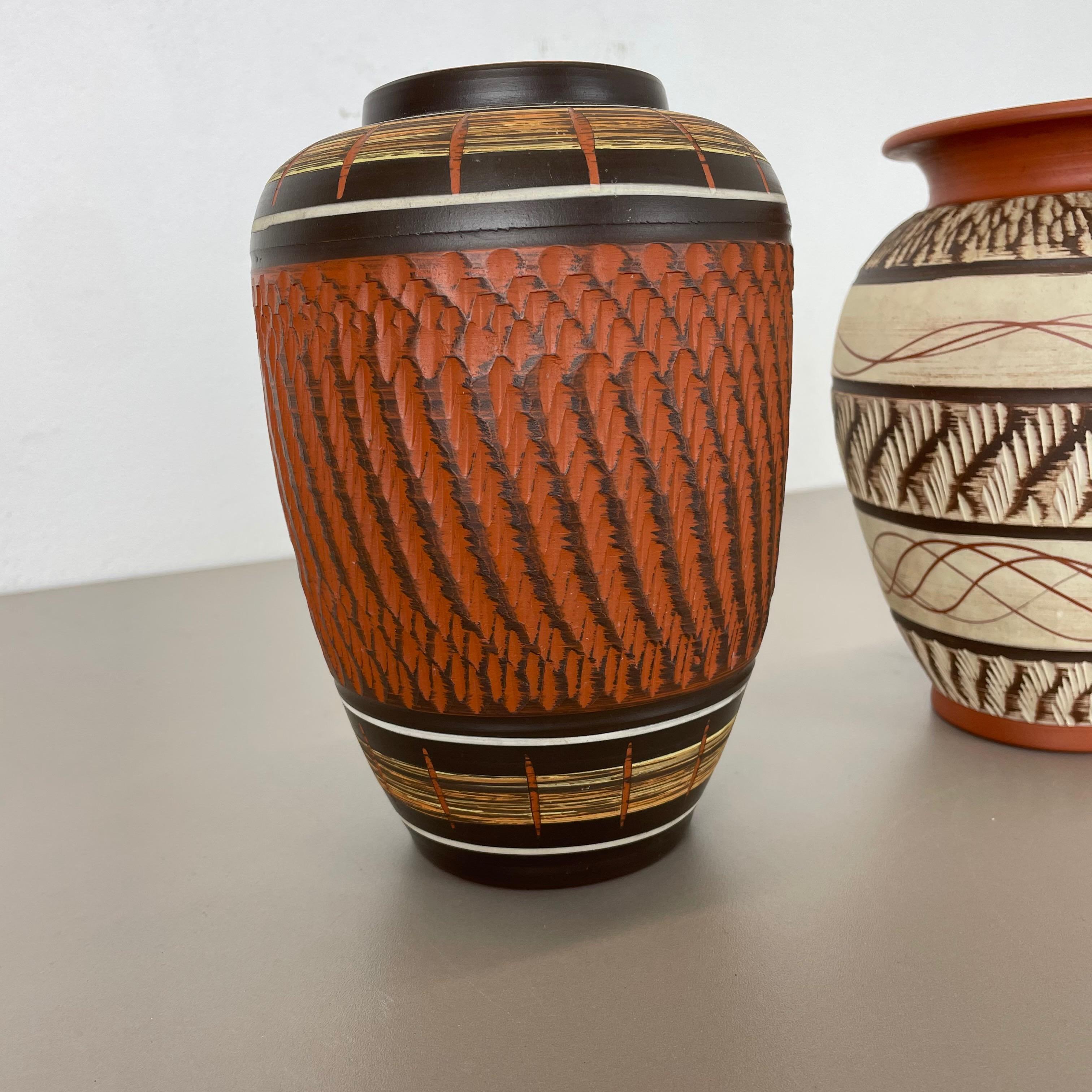 Set of 3 Abstract Ceramic Pottery Vases by EIWA / AKRU Ceramics, Germany, 1950s For Sale 3