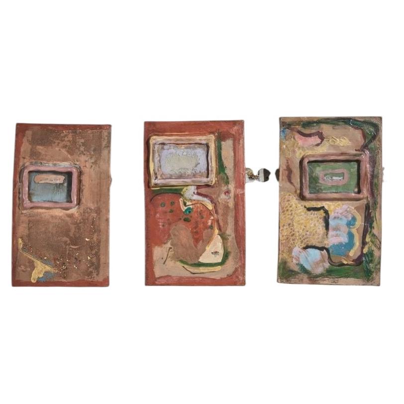 Set of 3 Abstract Resin Wall-mounted Sculptures, Organic Forms, Glossy
