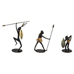 Set of 3 African Warriors Sculptures by Franz Hagenauer