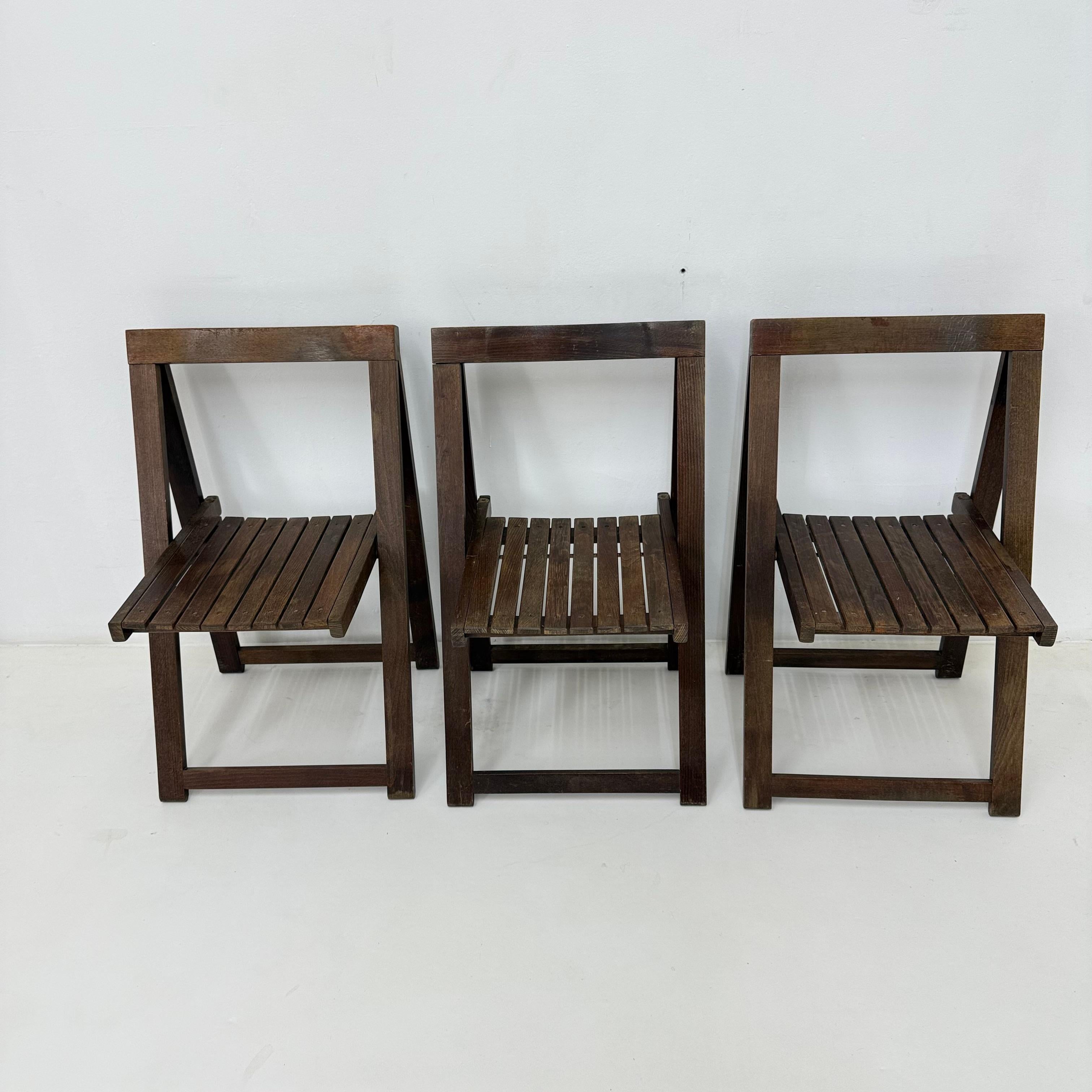 3 Klappstühle aus Holz von Aldo Jacober für Alberto Bazzani, 1960er Jahre (Moderne der Mitte des Jahrhunderts) im Angebot