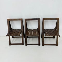 Set of 3 Aldo Jacober for Alberto Bazzani wooden folding chairs, 1960’s