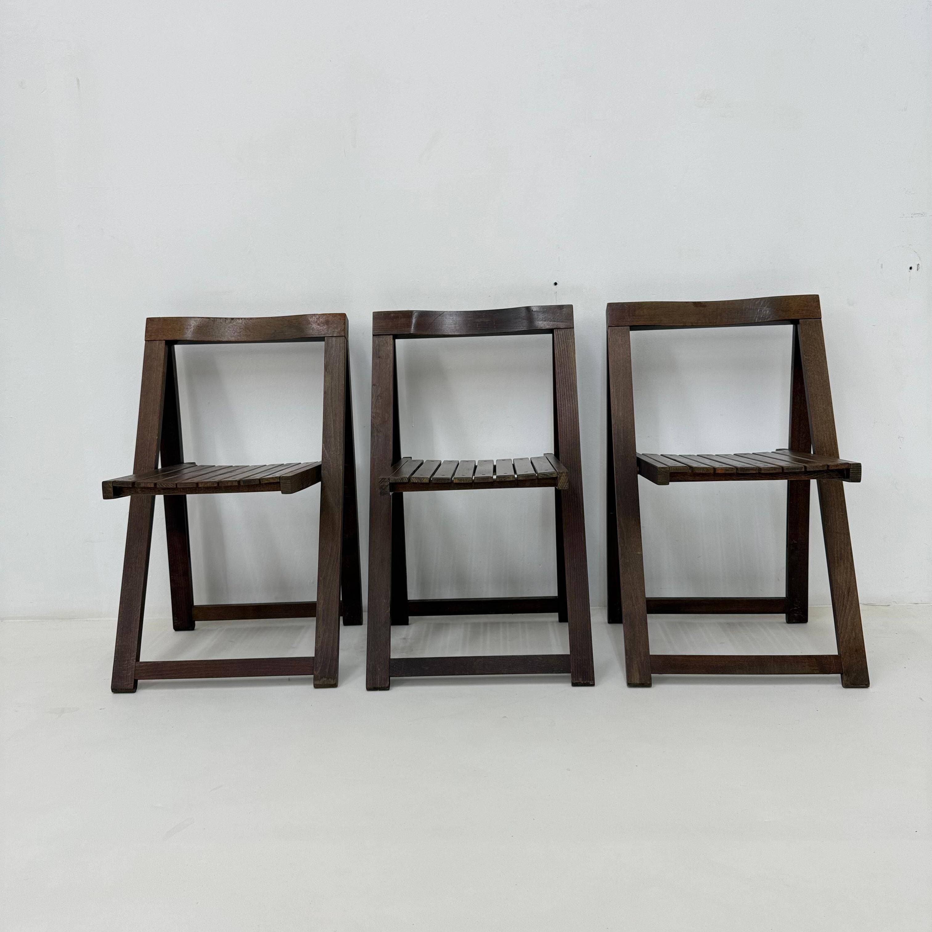 3 Klappstühle aus Holz von Aldo Jacober für Alberto Bazzani, 1960er Jahre im Zustand „Gut“ im Angebot in Delft, NL