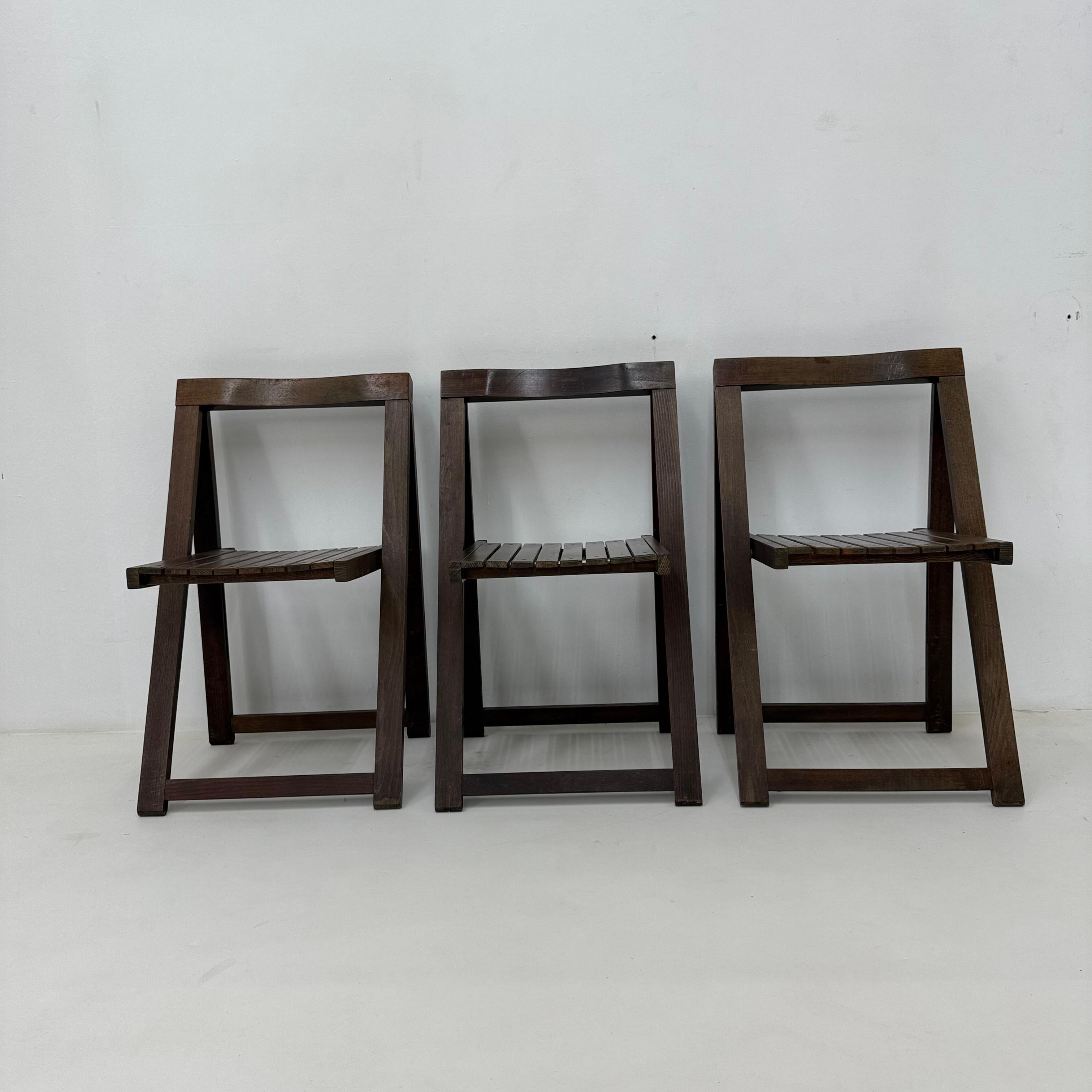 3 Klappstühle aus Holz von Aldo Jacober für Alberto Bazzani, 1960er Jahre (Mitte des 20. Jahrhunderts) im Angebot