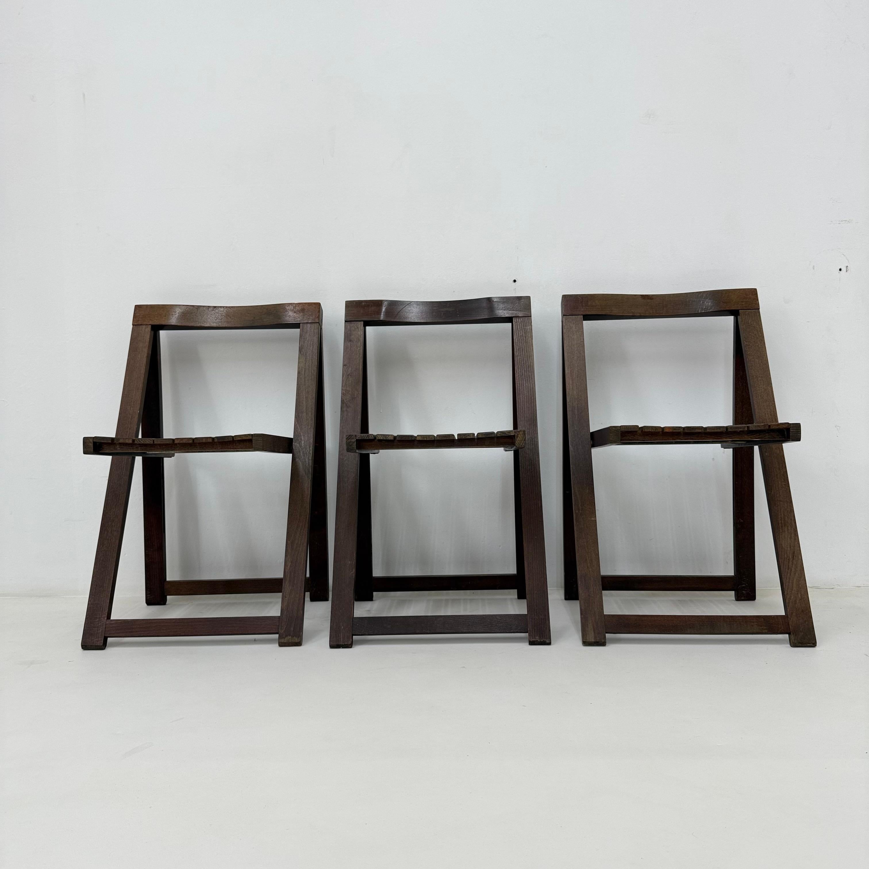 3 Klappstühle aus Holz von Aldo Jacober für Alberto Bazzani, 1960er Jahre im Angebot 1