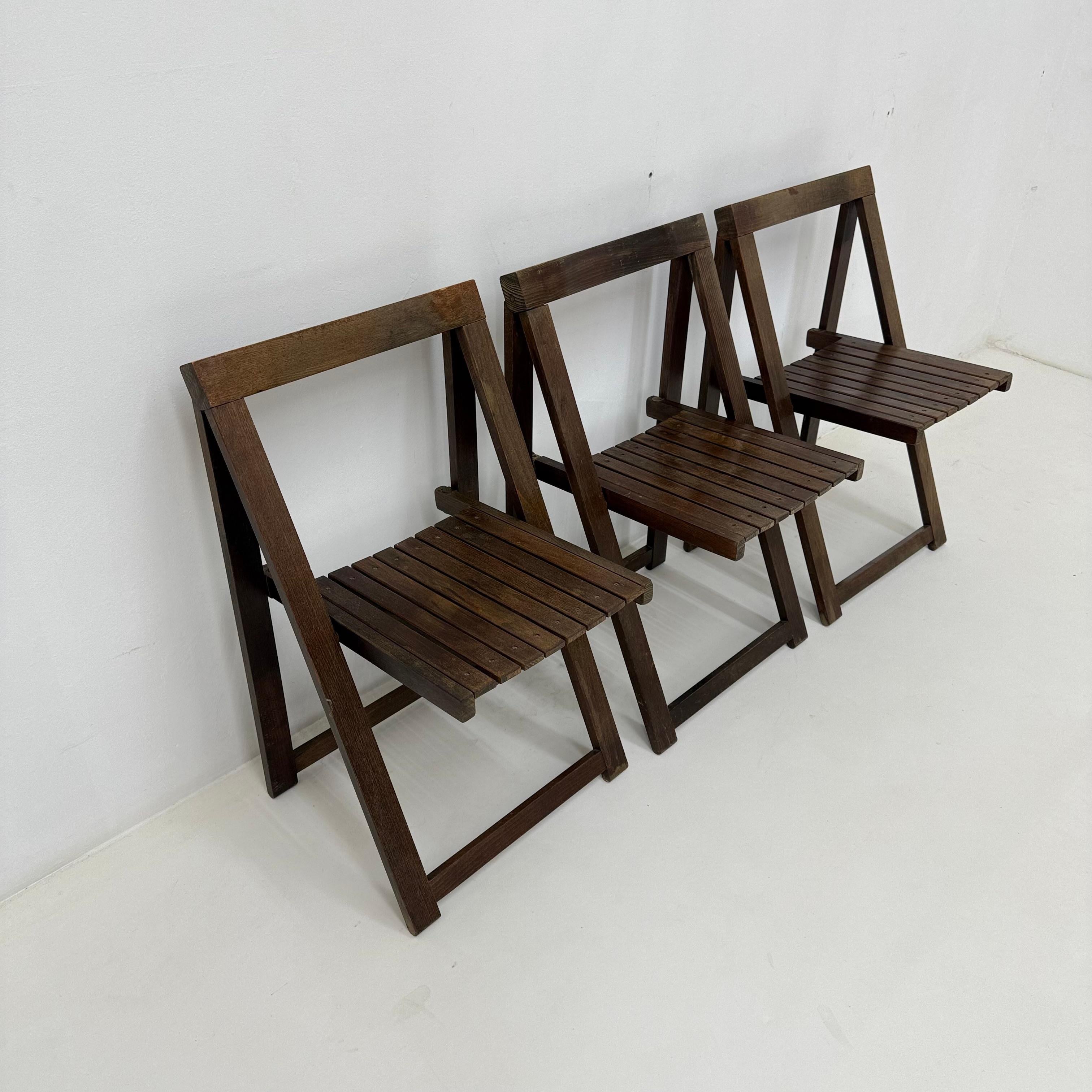3 Klappstühle aus Holz von Aldo Jacober für Alberto Bazzani, 1960er Jahre im Angebot 3