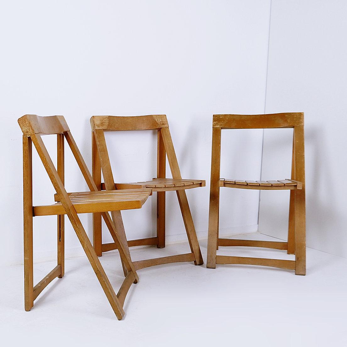 Italian Set of 3 Aldo Jacober & Pierangela d’Aniello ‘Trieste’ folding chairs For Sale