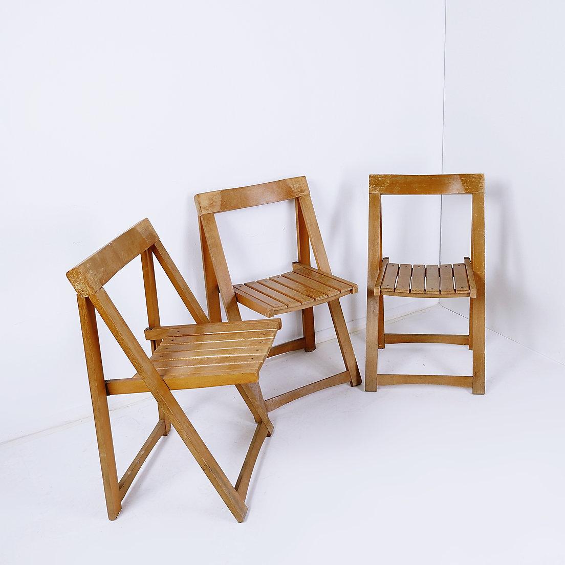 Set of 3 Aldo Jacober & Pierangela d’Aniello ‘Trieste’ folding chairs For Sale 1