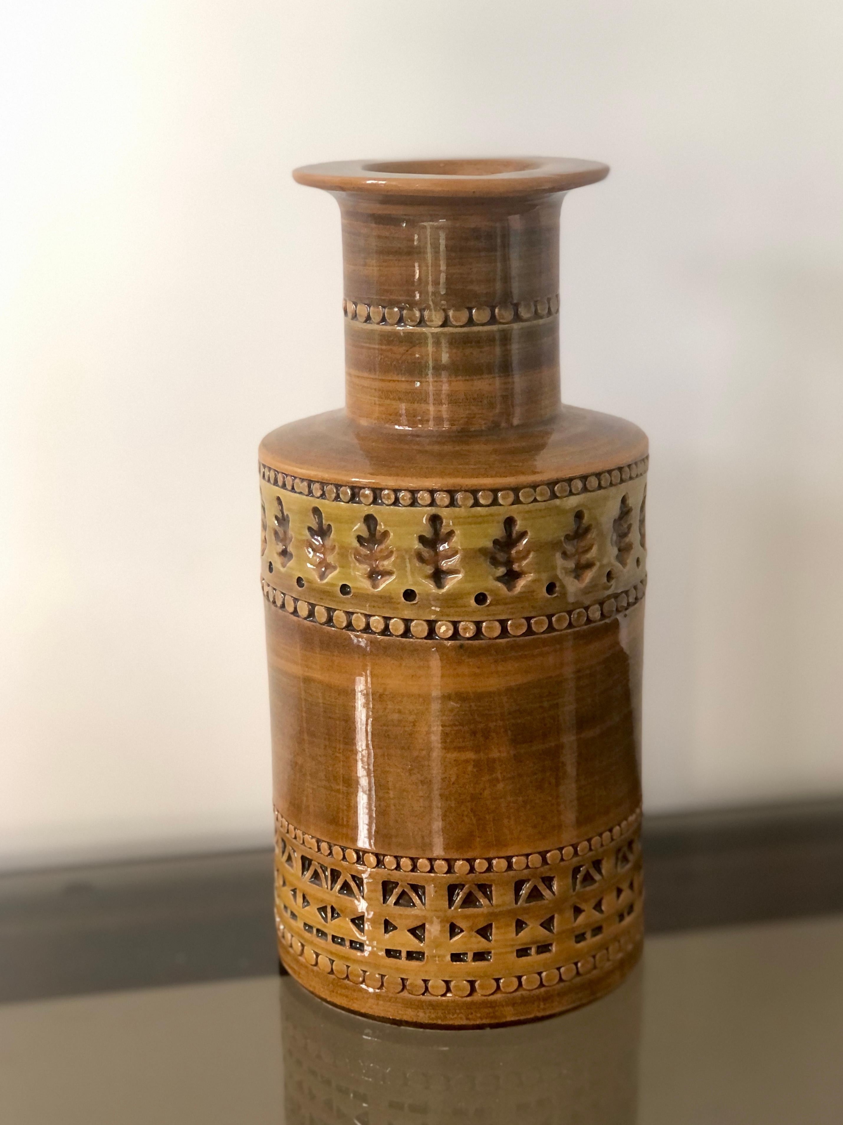 Hand-Crafted Set of 3 Aldo Londi Bitossi Midcentury Ceramic Vases For Sale