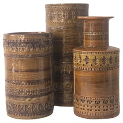 Set of 3 Aldo Londi Bitossi Midcentury Ceramic Vases