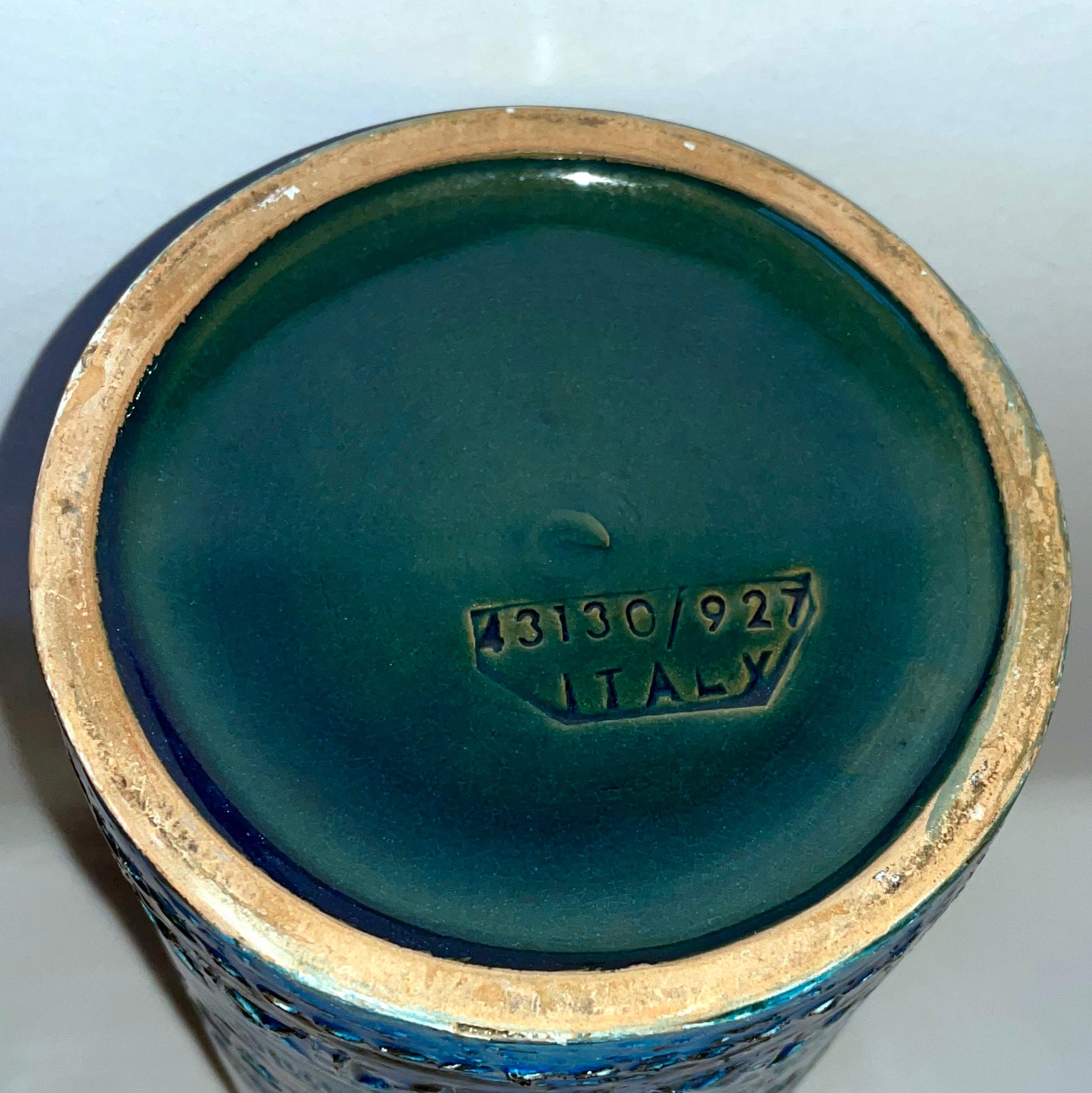 Hand-Crafted Set of 3 Aldo Londi Bitossi Rimini Blue Glazed Ceramic Vases