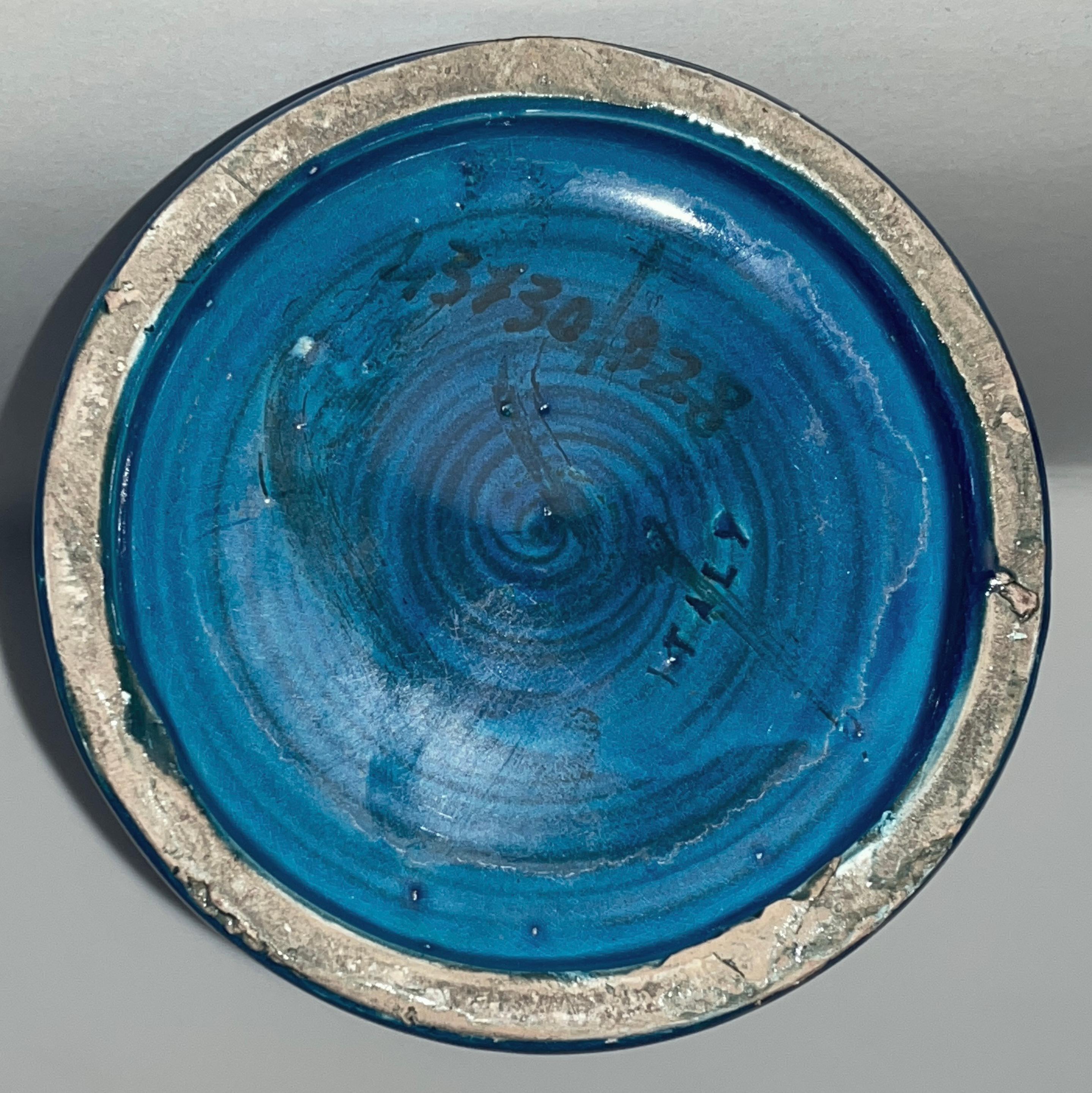 Set of 3 Aldo Londi Bitossi Rimini Blue Glazed Ceramic Vases In Good Condition In Stockholm, SE