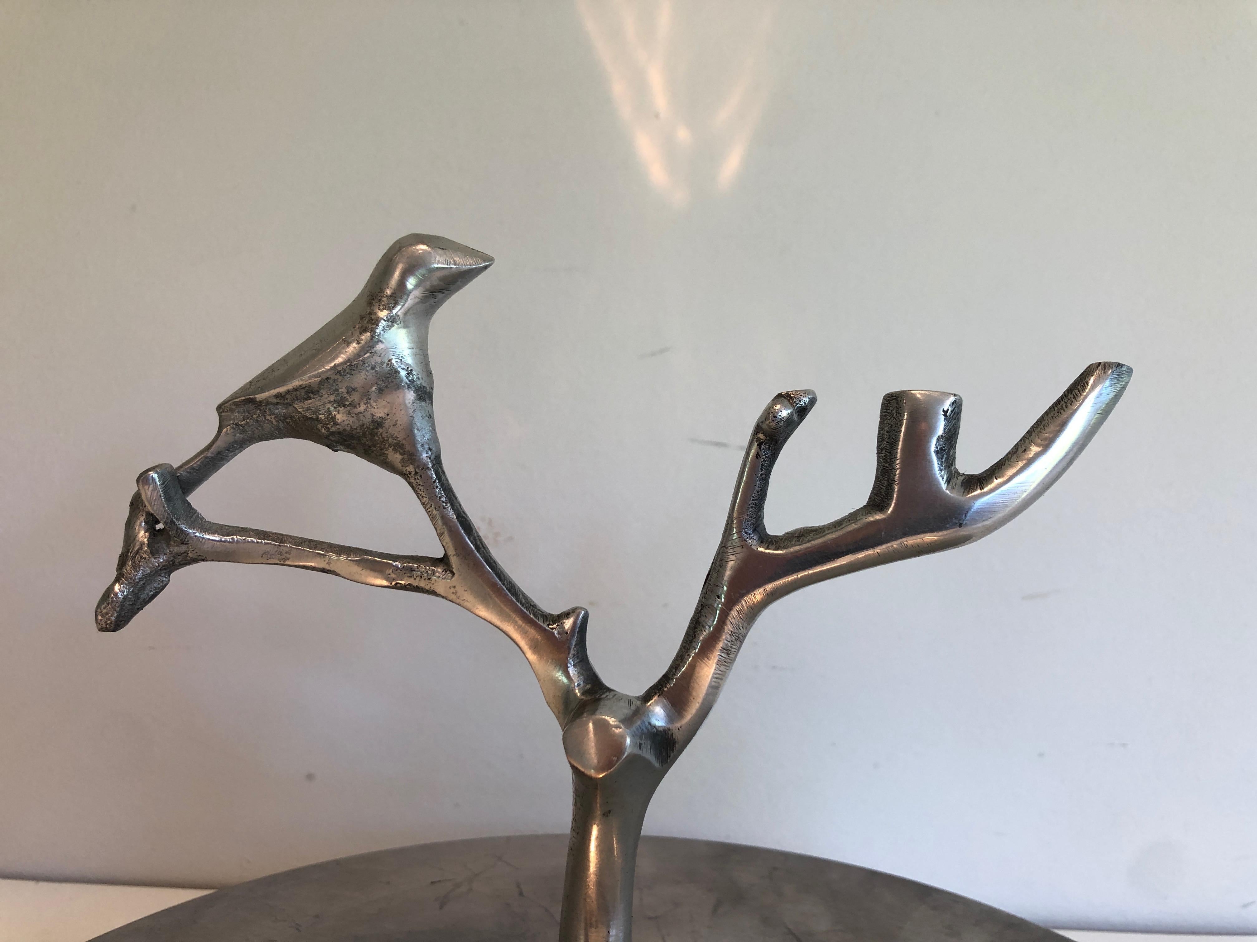 Set of 3 Aluminum Serving Pieces with Birds and Branches For Sale 5