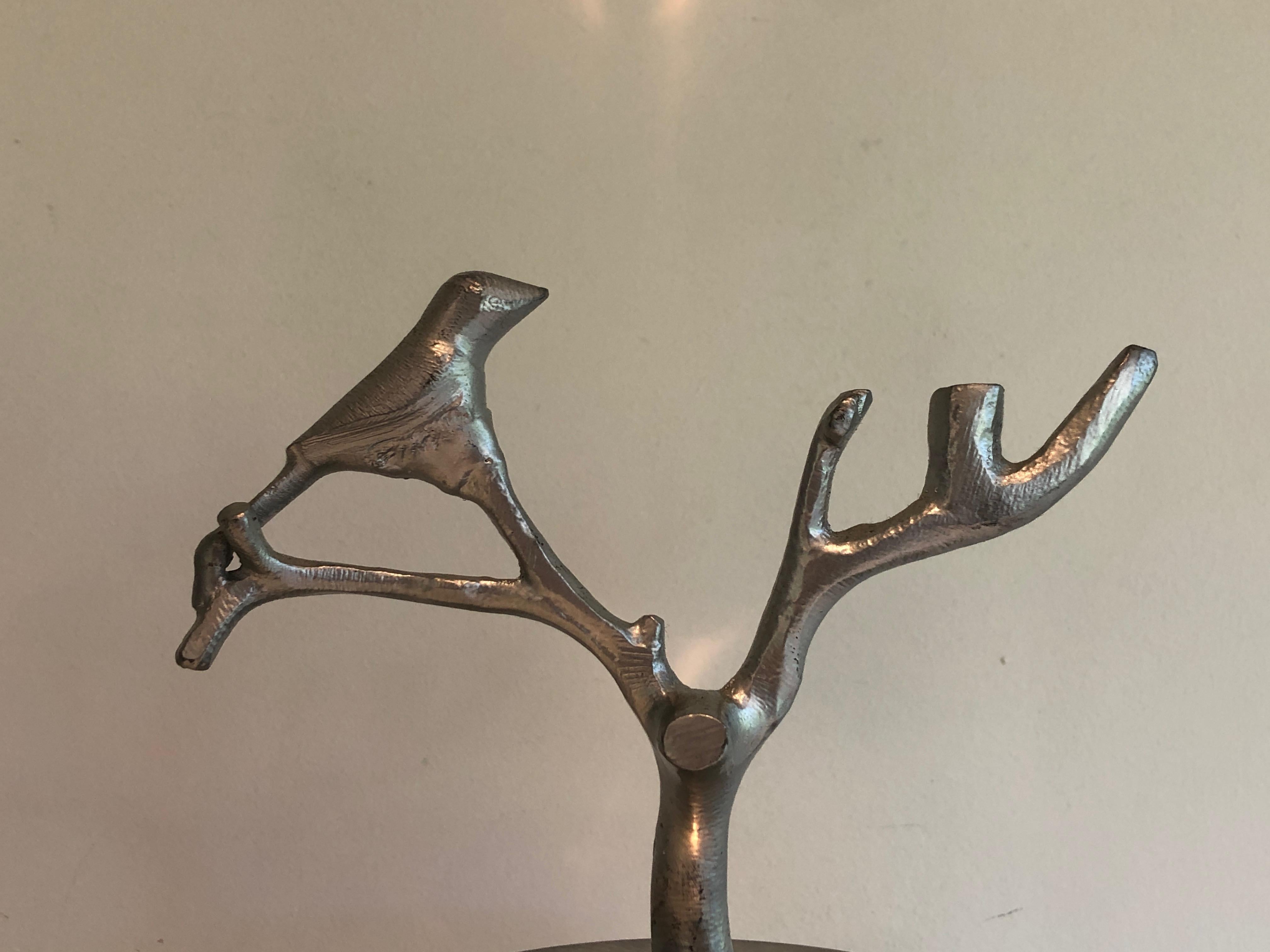 Set of 3 Aluminum Serving Pieces with Birds and Branches For Sale 12