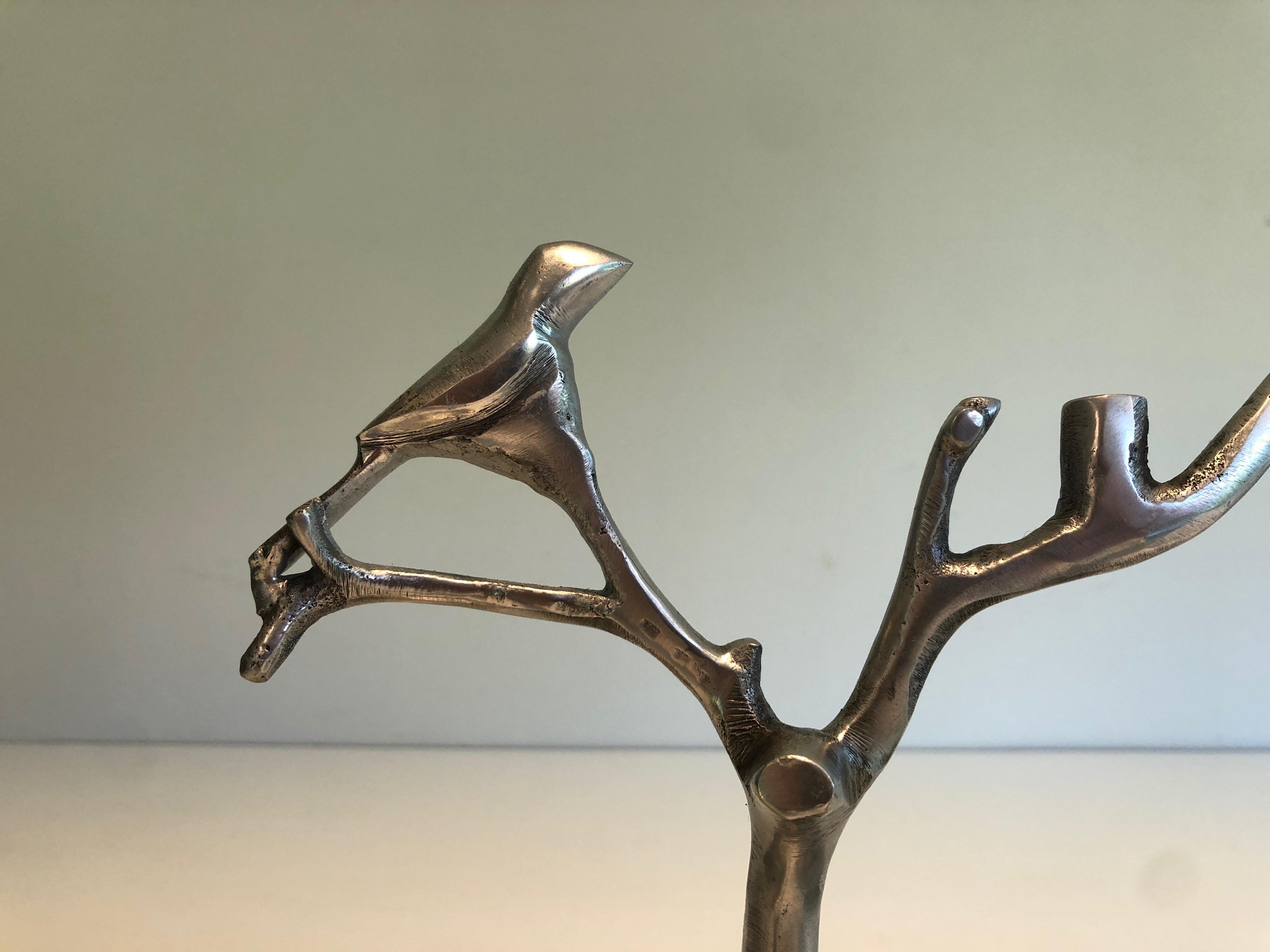Set of 3 Aluminum Serving Pieces with Birds and Branches In Good Condition For Sale In Marcq-en-Barœul, Hauts-de-France