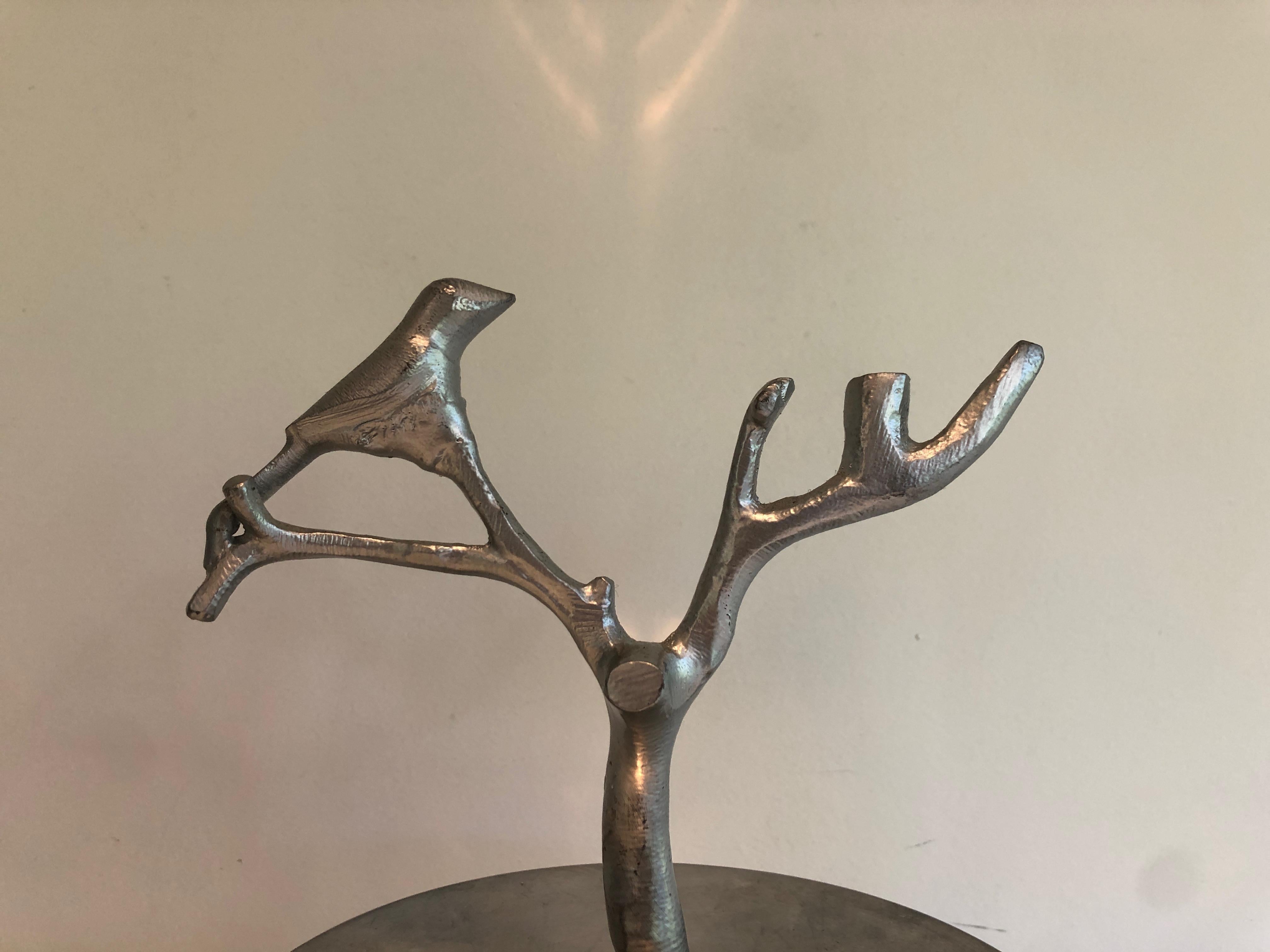 Set of 3 Aluminum Serving Pieces with Birds and Branches For Sale 2
