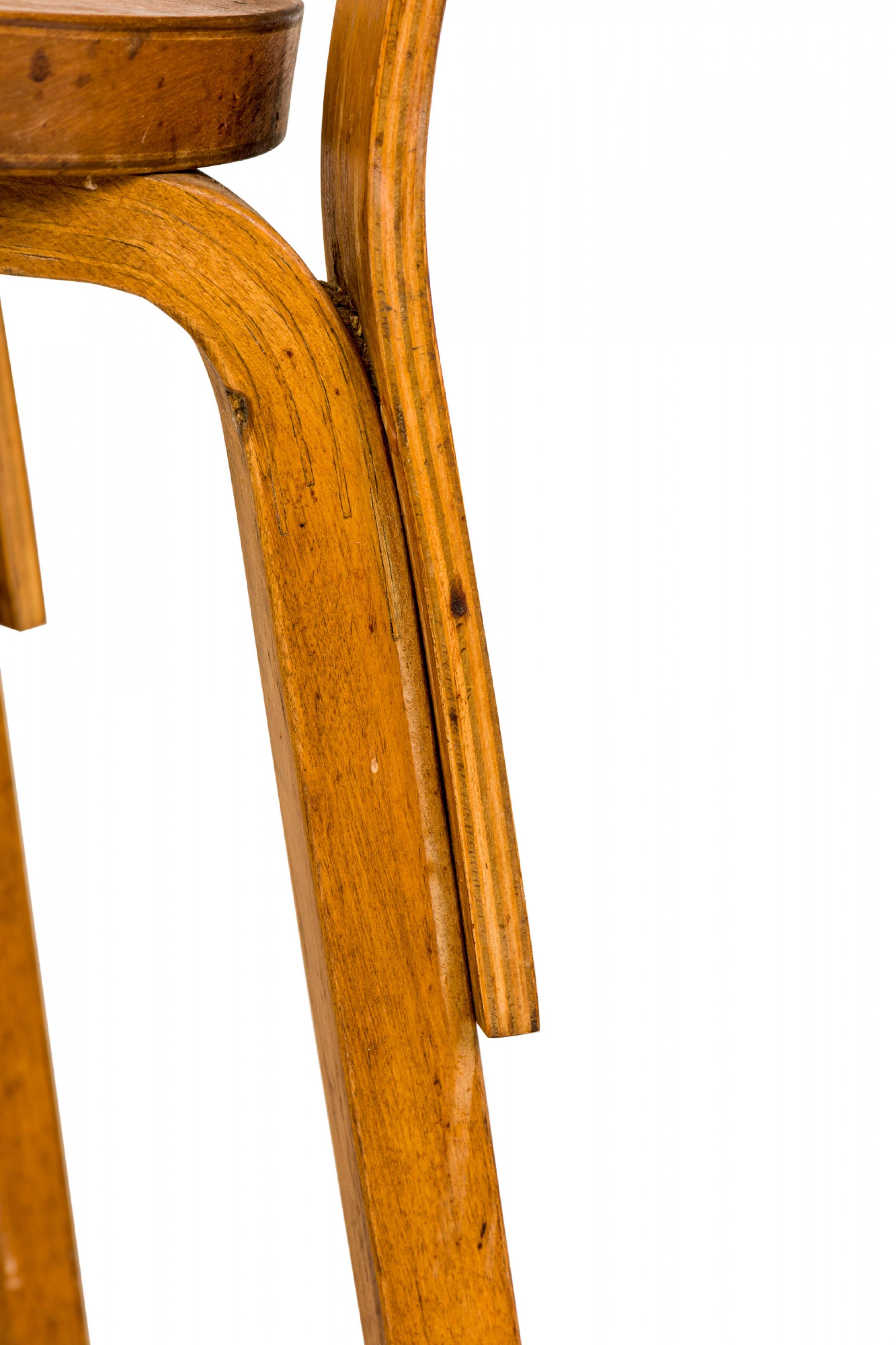 Set of 3 Alvar Aalto for Artek Finnish Mid-Century Bent Birch Plywood Side Chair 7