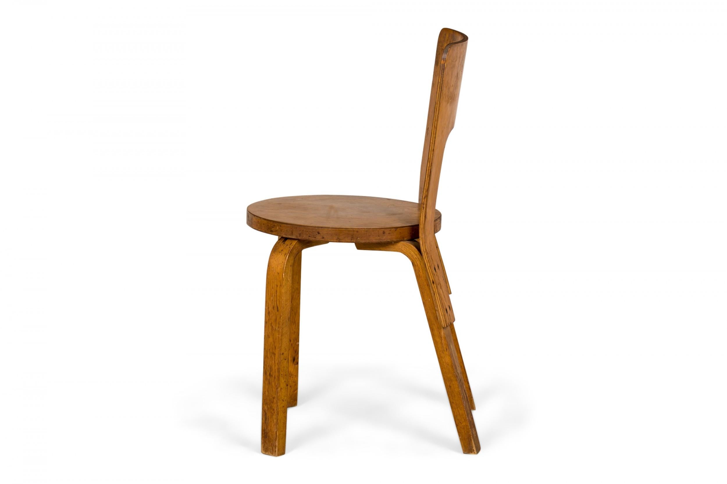 Mid-Century Modern Set of 3 Alvar Aalto for Artek Finnish Mid-Century Bent Birch Plywood Side Chair