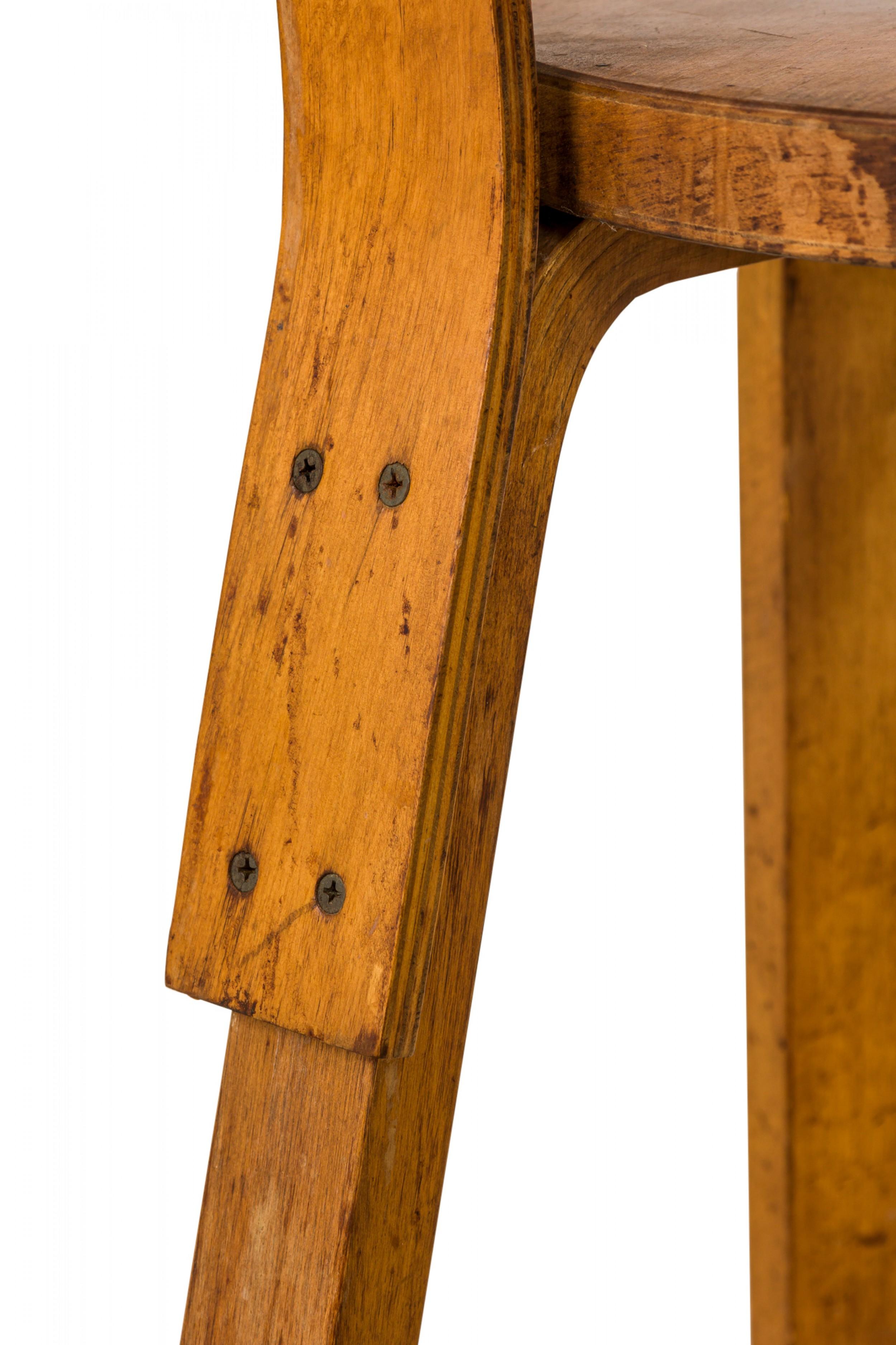 Wood Set of 3 Alvar Aalto for Artek Finnish Mid-Century Bent Birch Plywood Side Chair