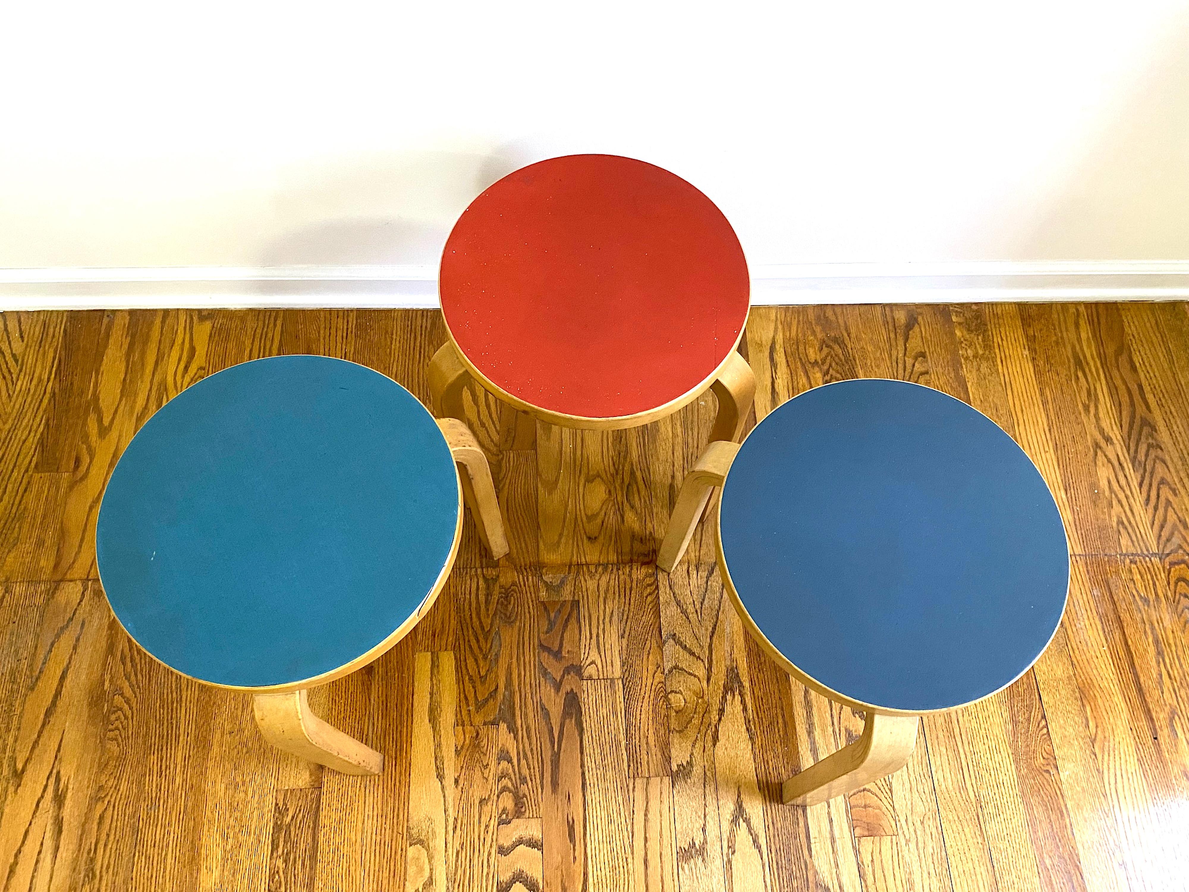 Set of 3 Alvar Alto Stool 60 by Artek, Finland For Sale 9