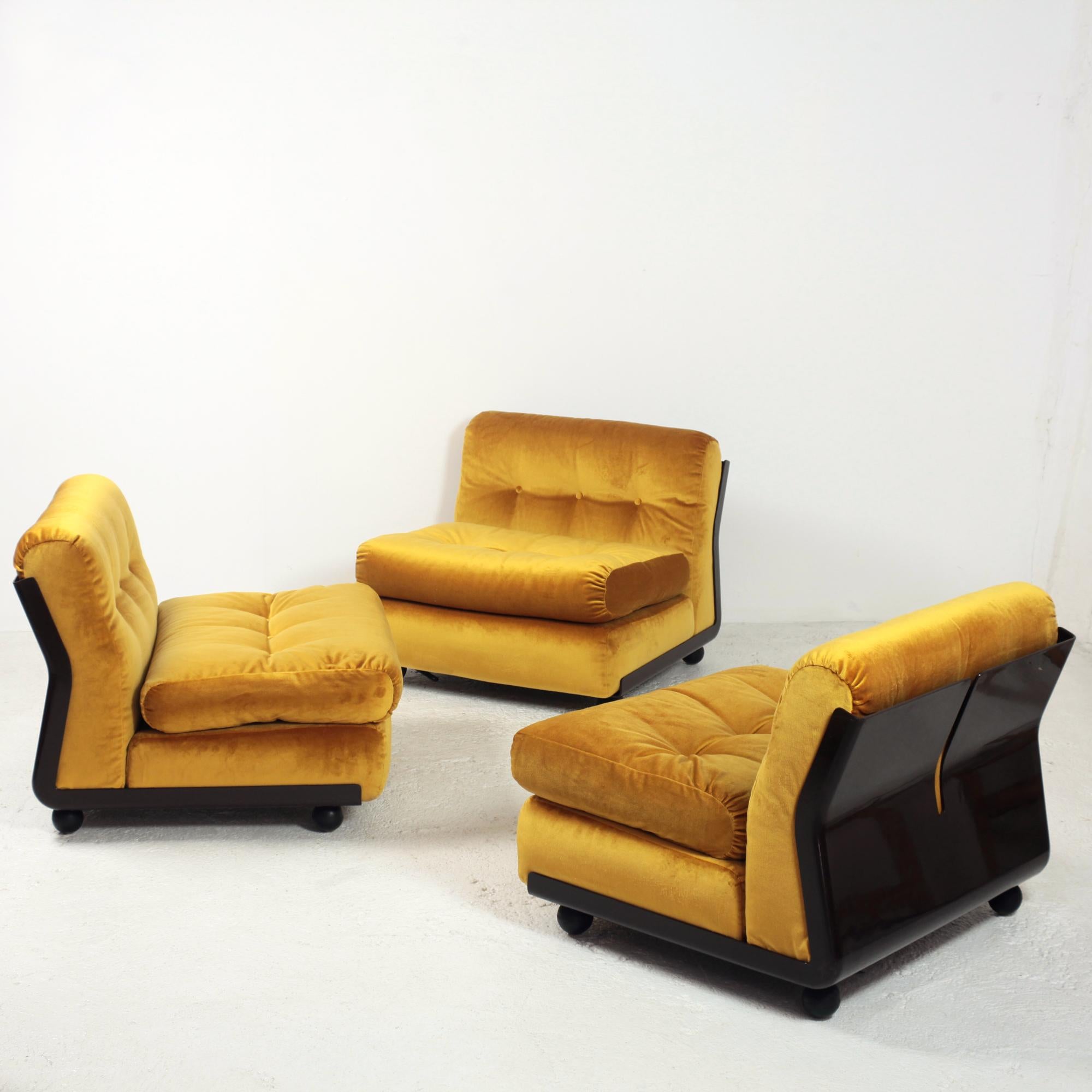 Mid-Century moderno Set di 3 poltrone o divano componibile Amanta di Mario Bellini per B&B Italia in vendita