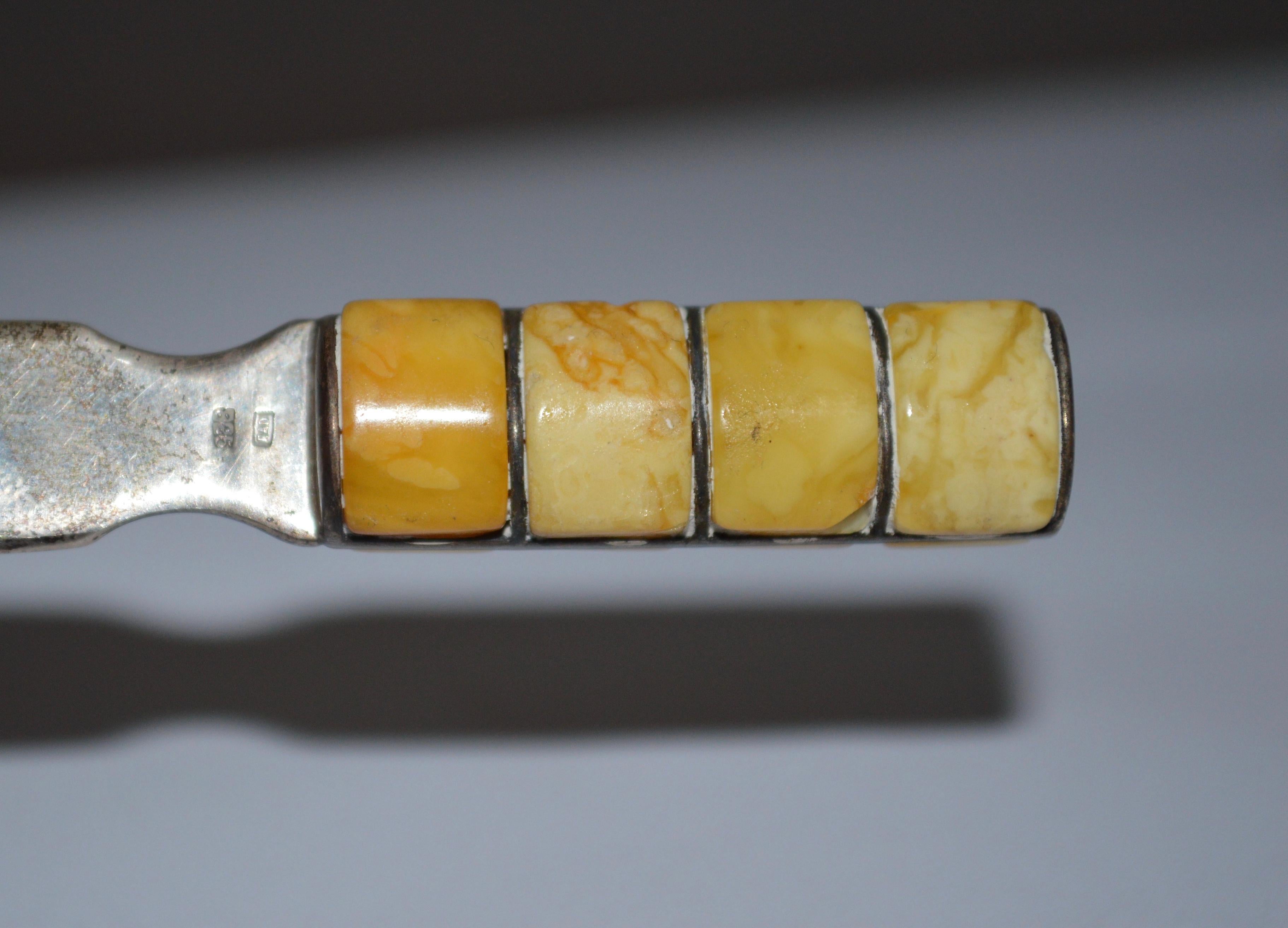 Mid-Century Modern Two Amber And Silver Letter Openers For Sale