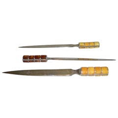 Two Amber And Silver Letter Openers