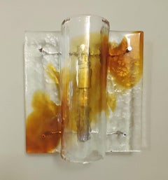 Set of 3 Amber Murano Sconces by Mazzega
