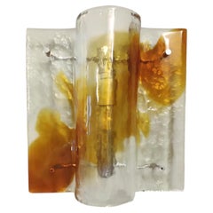 Set of 3 Amber Murano Sconces by Mazzega