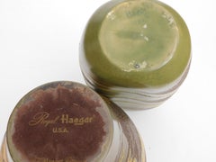 Set of 3 American 1960s Royal Haeger Olive-Green Glazed Ceramic Vases