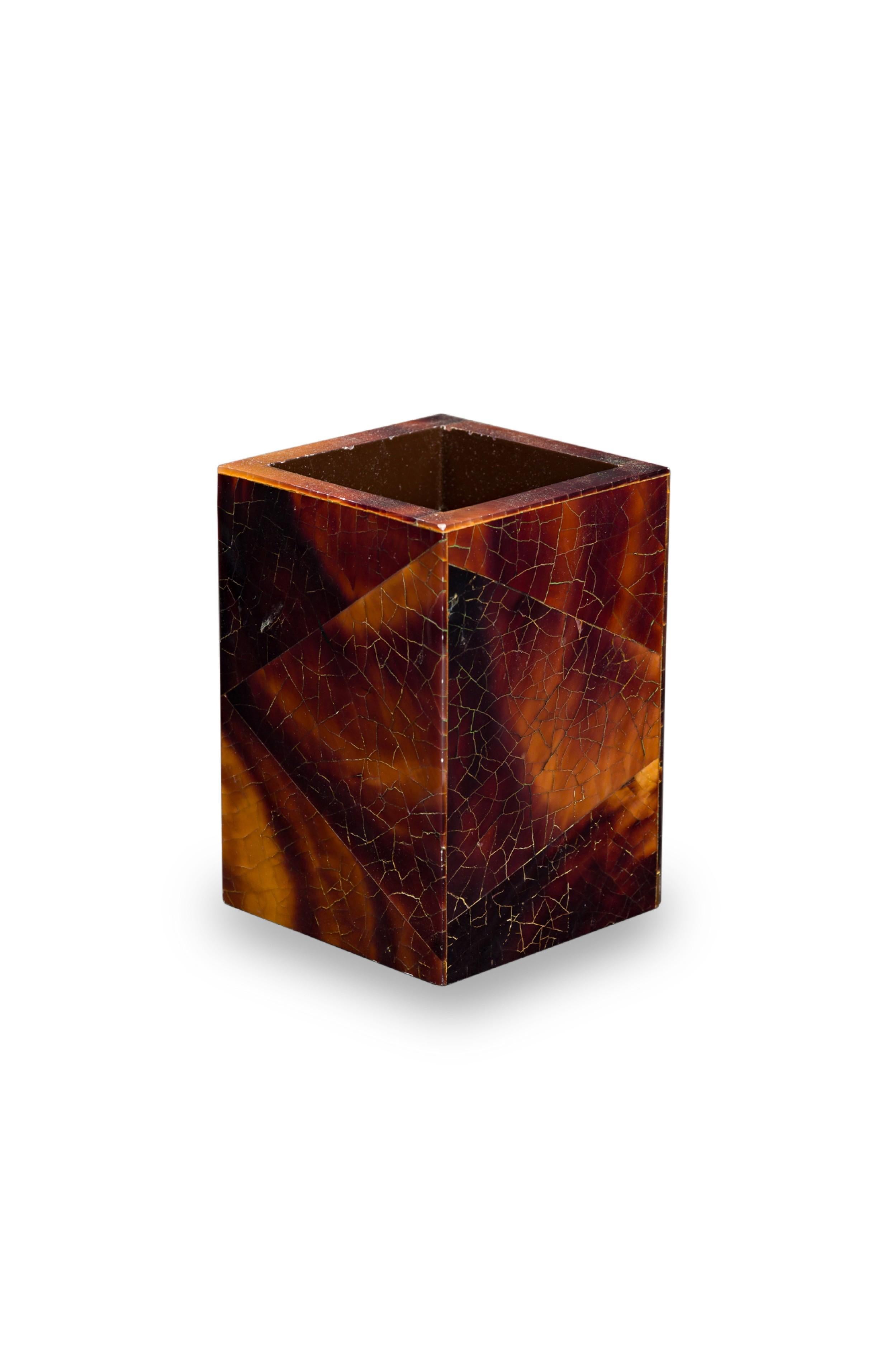 Américain Set de 3 accessoires de bureau AM Contemporary en placage d'oeil de tigre