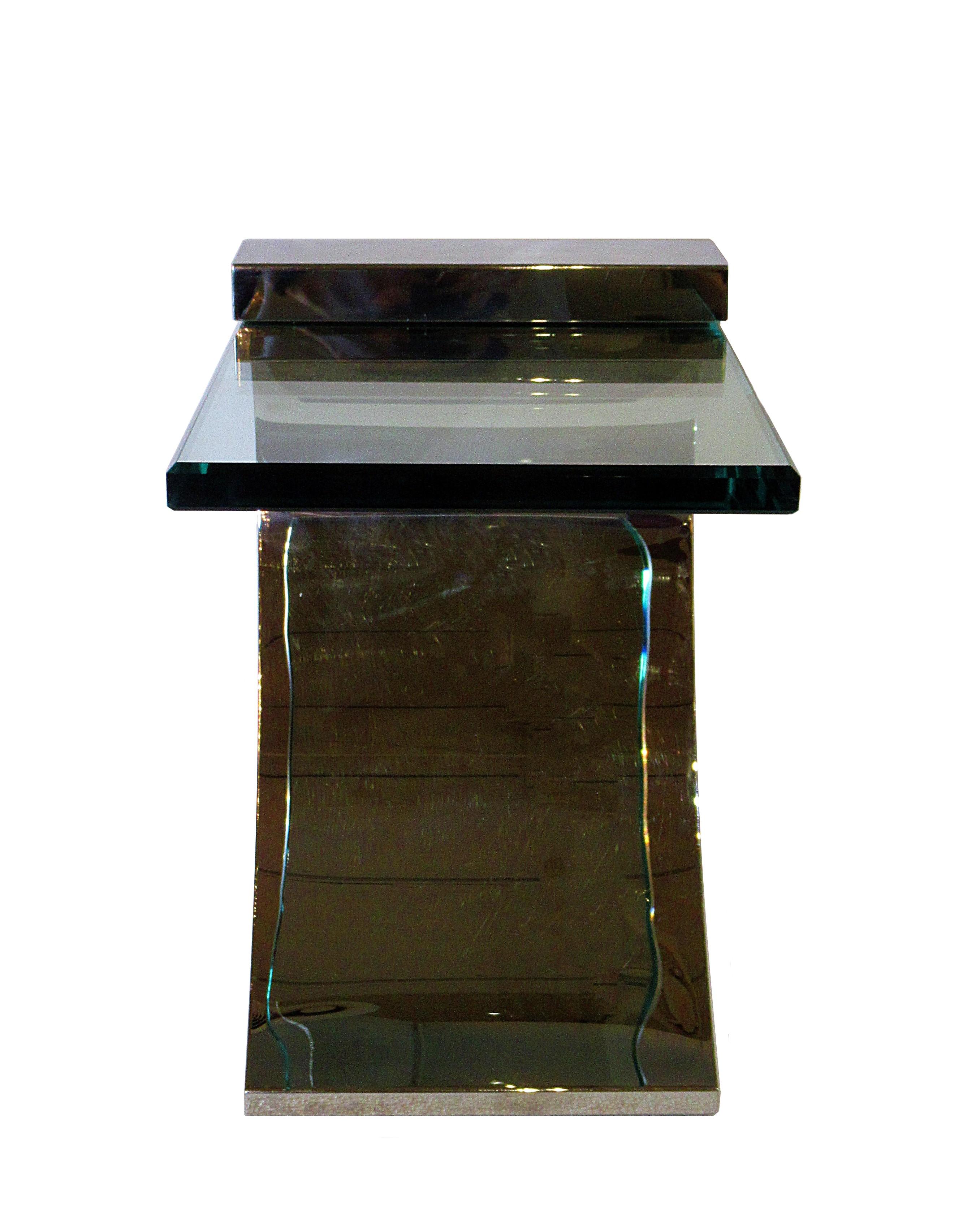 American Pace Collection Polished Chrome and Glass Side Table, 2 available