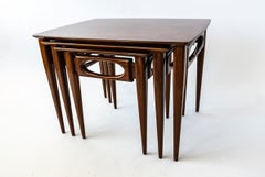 Set of 3 American Modern Walnut Nesting Tables, by American of Martinsville