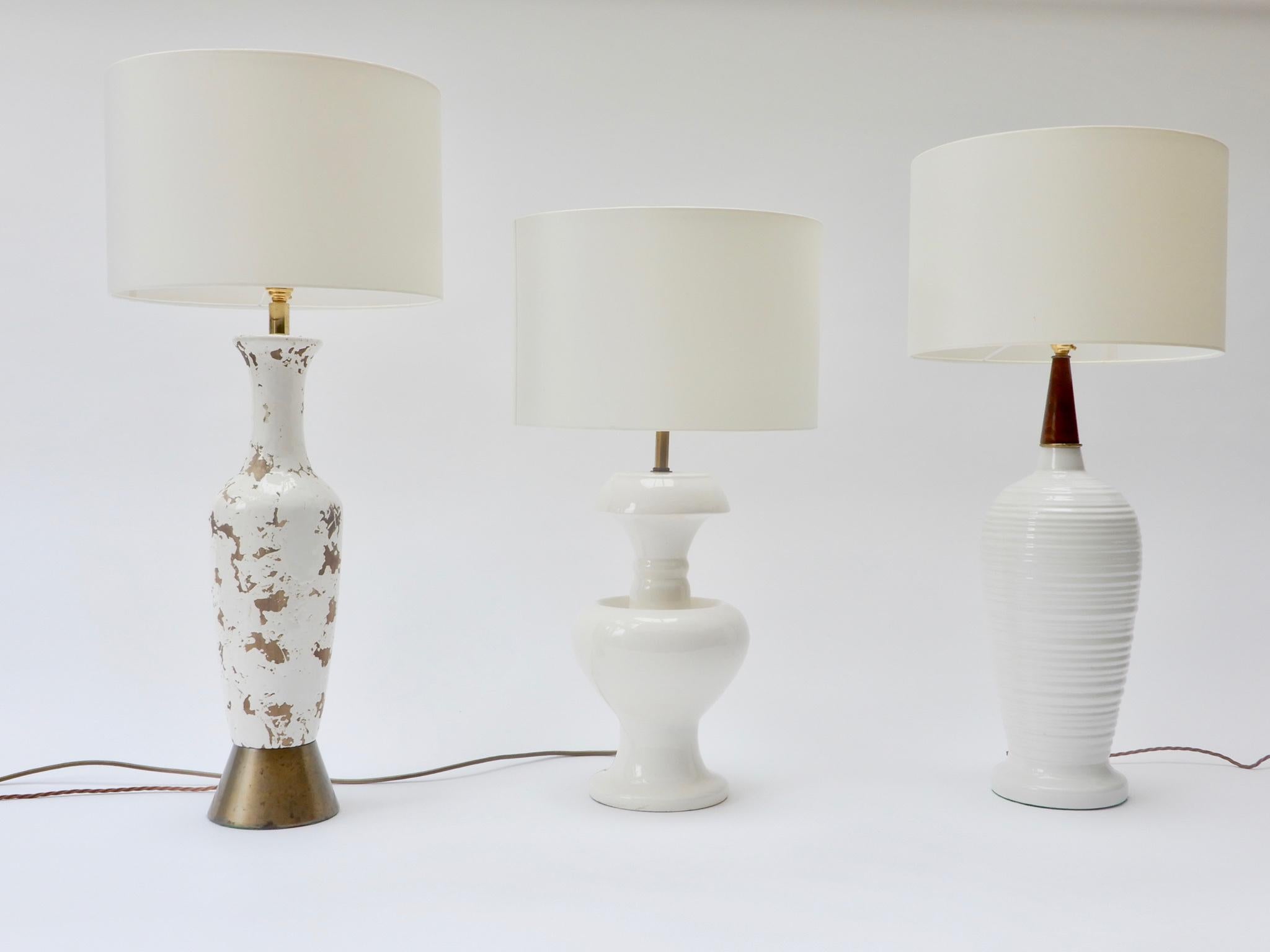 American white ceramic vintage table lamps.
UK electrical wiring.
 