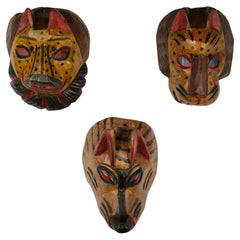 Ensemble de 3 masques d'animaux en bois, Guatemala, années 1980