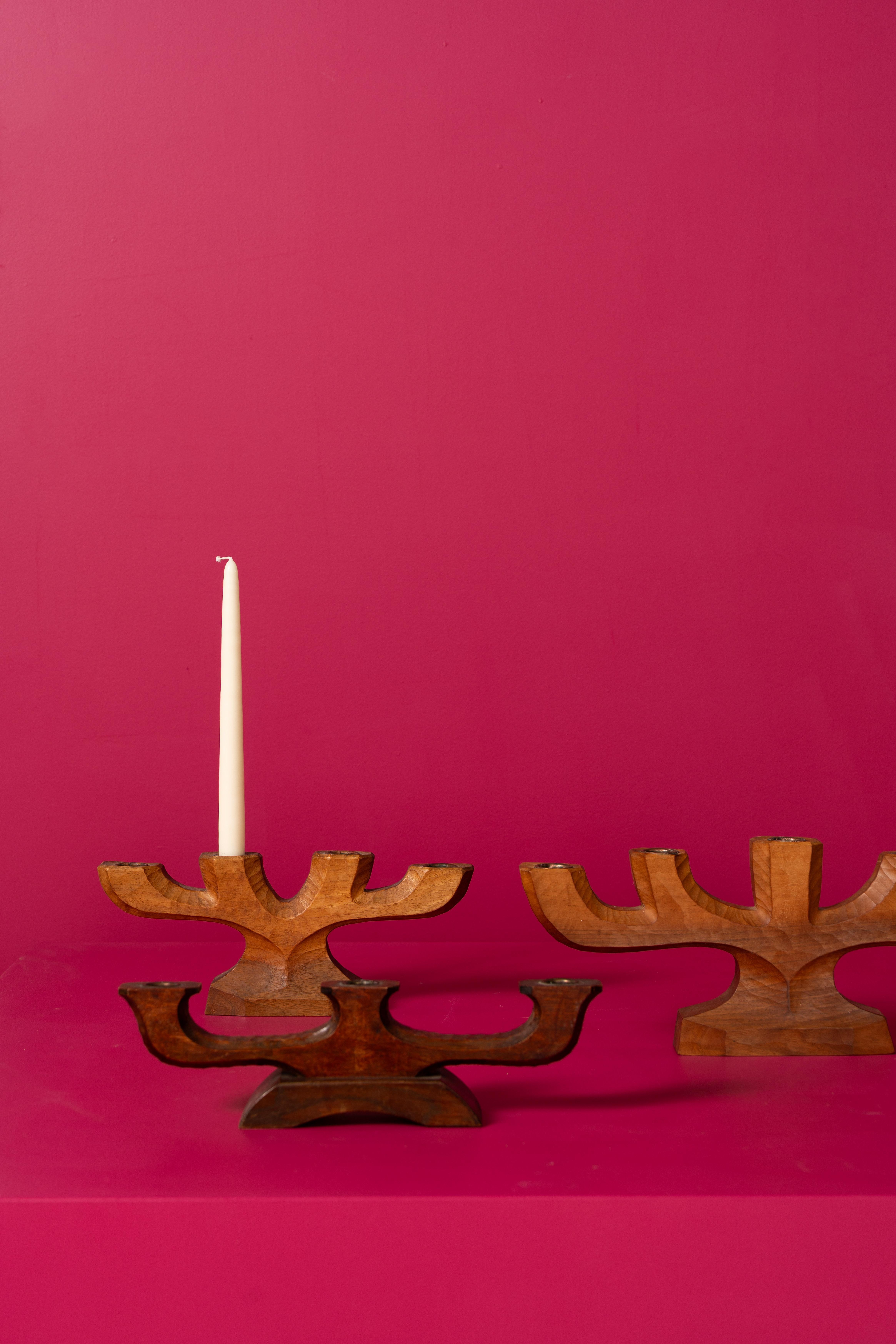 Set von 3 anthroposotischen Kerzenhaltern (Mitte des 20. Jahrhunderts) im Angebot