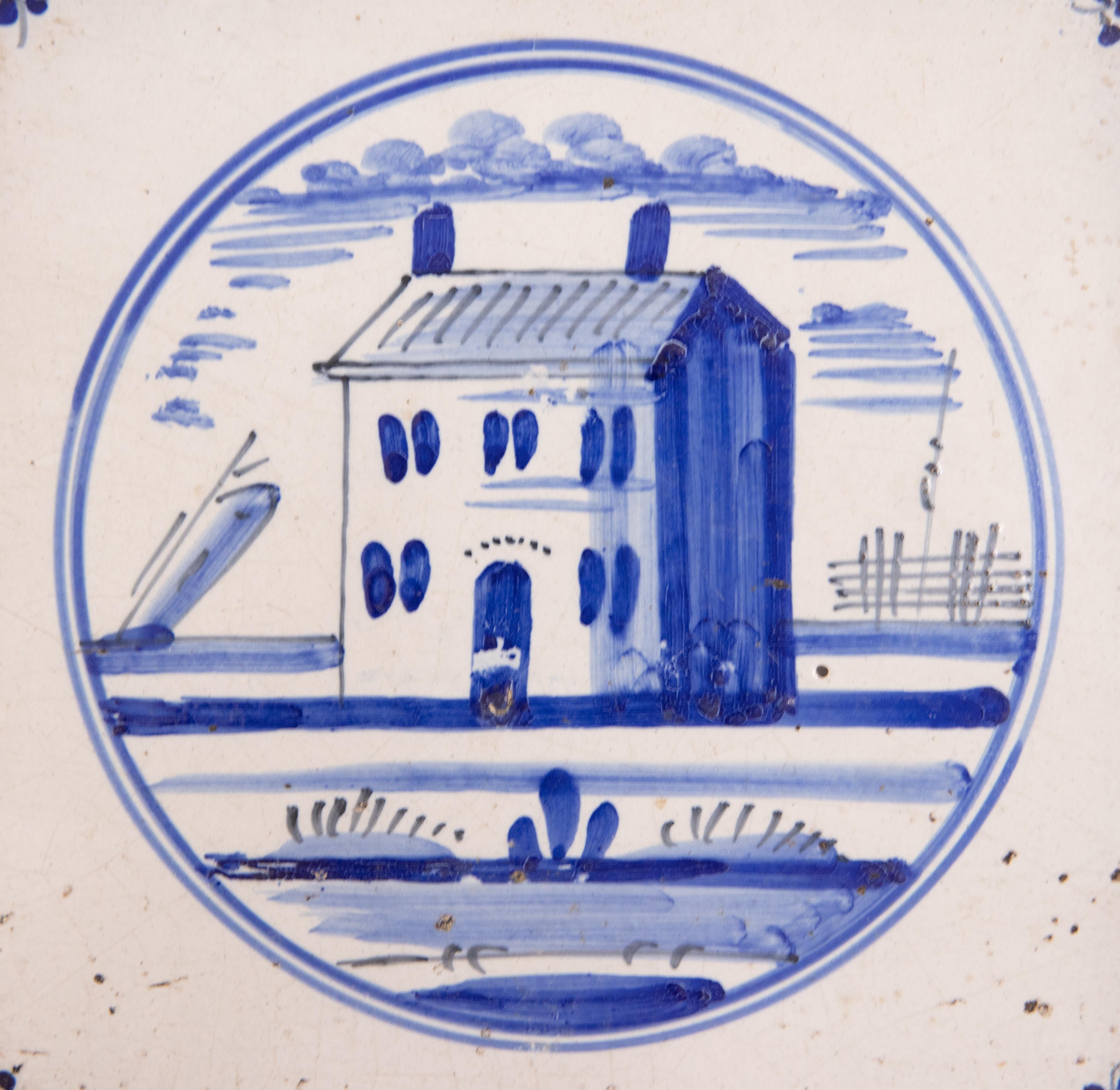 Hand-Painted Set of 3 Antique 18th Century Dutch Delft Faience Swans Framed Tiles  For Sale