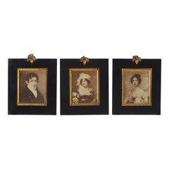 Set of 3 Antique Acorn Miniatures with Original Photographs