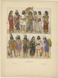 Set of 3 Antique Assyrian Costume and Culture Plates by Max Tilke, c.1900