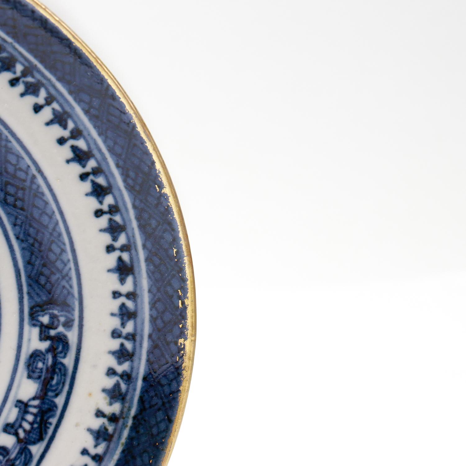 Set of 3 Antique Blue & White Chinese Export Nanking Porcelain Saucers or Plates For Sale 8
