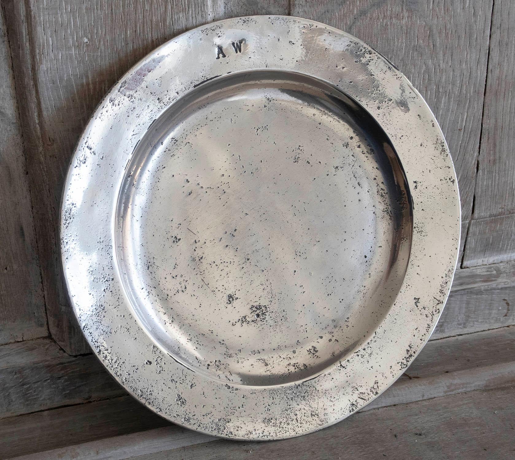 Georgian Set of 3 Antique Brightly Polished Pewter Plates, English, C.1800 For Sale