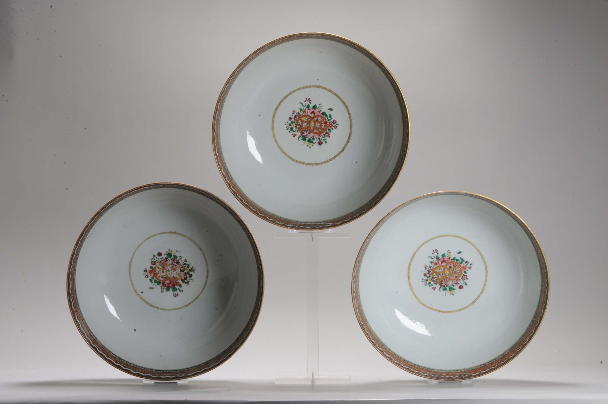 Ensemble de 3 bols anciens en porcelaine chinoise islamique Qianlong/ Jiaqing datant d'environ 1780-1800 en vente 6