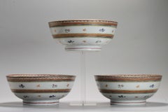 Set of 3 Antique Ca 1780-1800 Qianlong/Jiaqing Islamic Chinese Porcelain Bowl